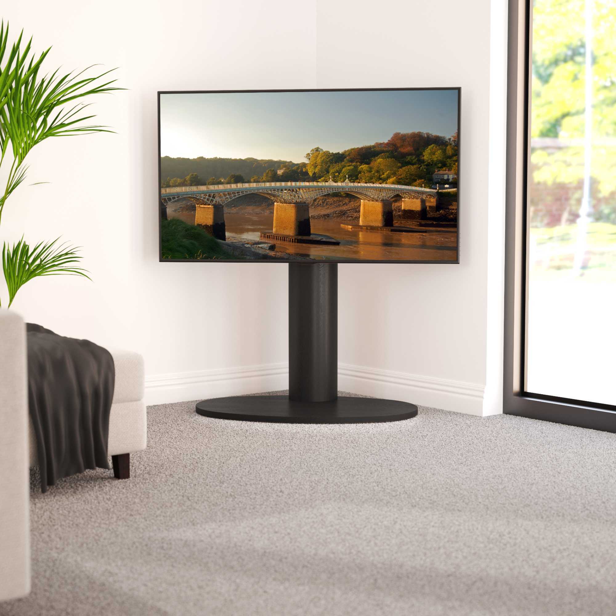 FL930CHEB Wooden Column TV Stand, for 32-65" TVs - Black