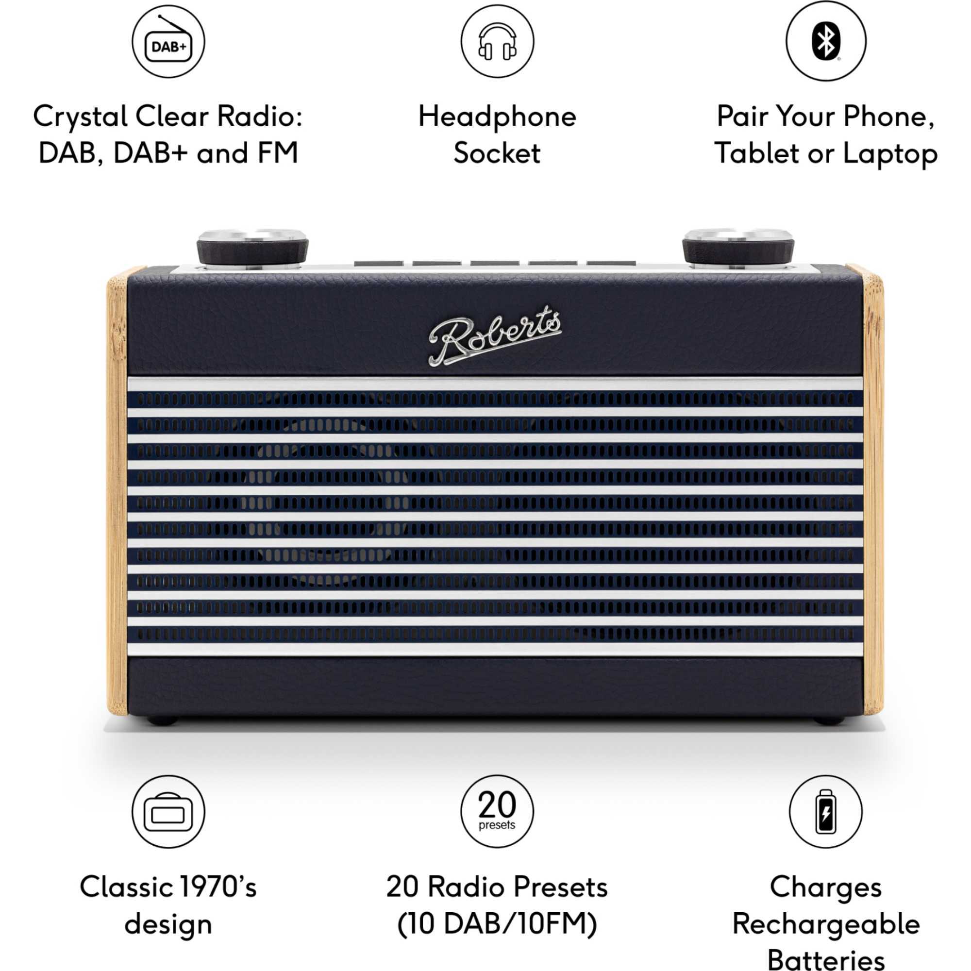 Rambler UNO DAB/DAB+/FM RDS Radio with Bluetooth - Navy Blue