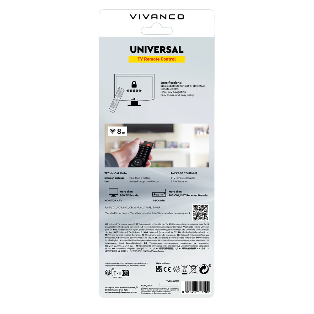 VVREMOTE81 8-in-1 Universal Remote Control