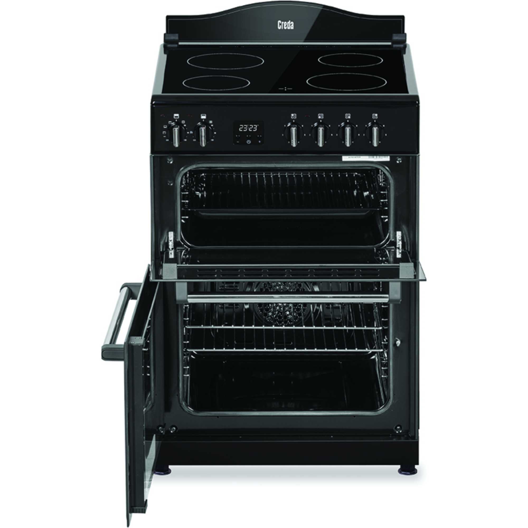 C60CMRBL 600mm Double Oven with Ceramic Hobs - Black
