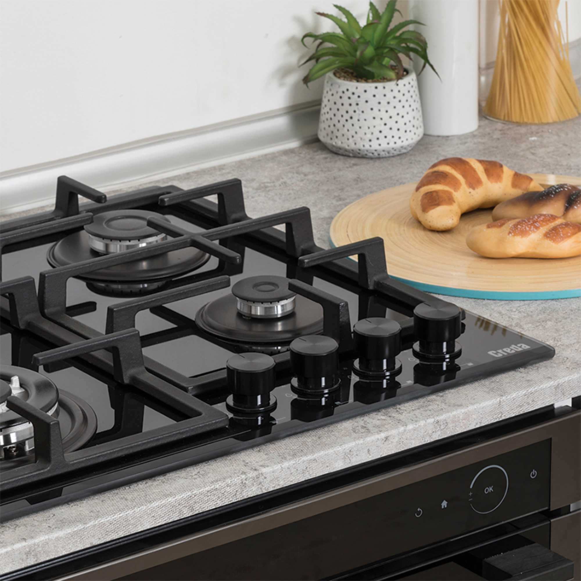 C60GFCWG 60cm 4 Zone Gas Hob - Black