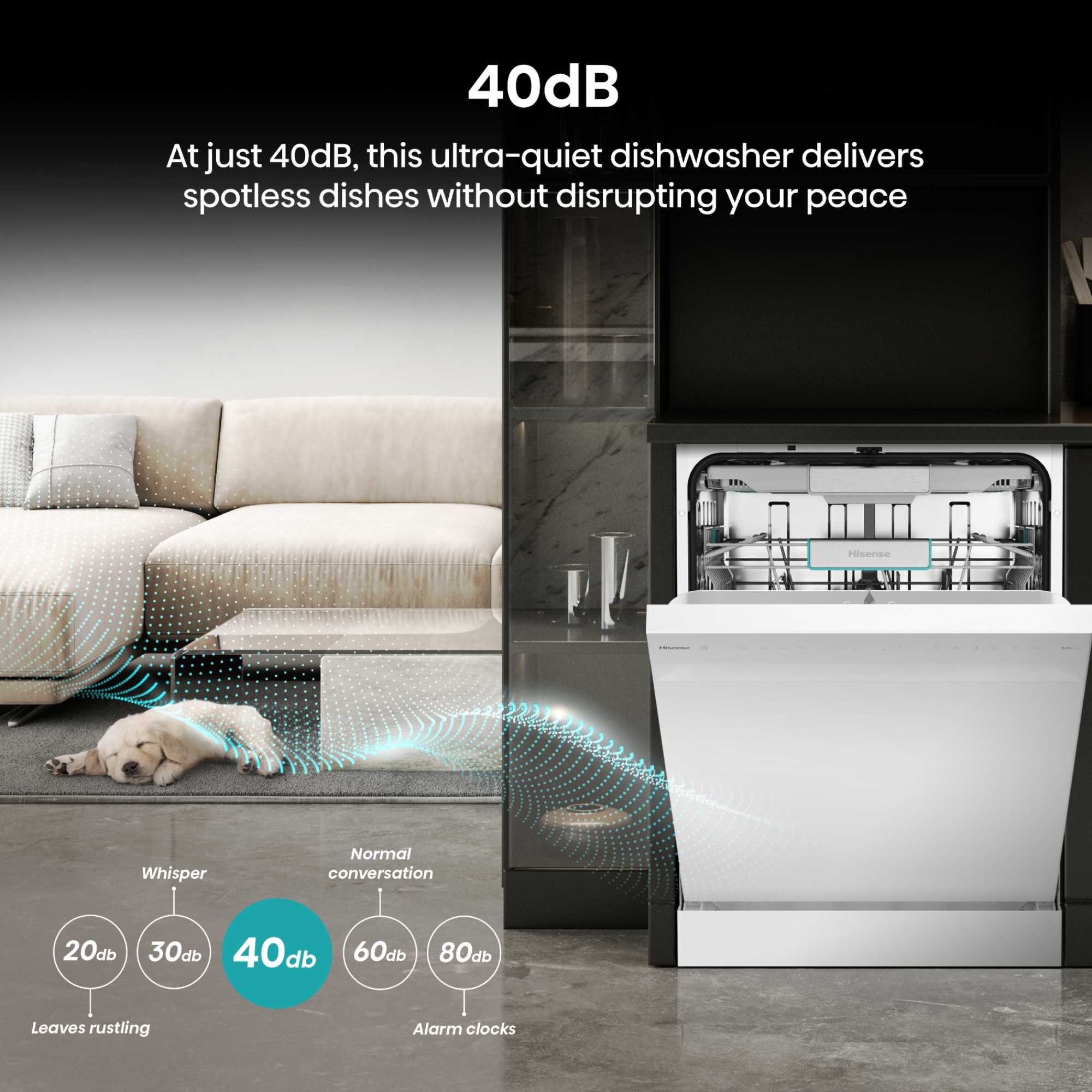 Hi6 Freestanding Full-Sized Dishwasher - HS673A90WUK