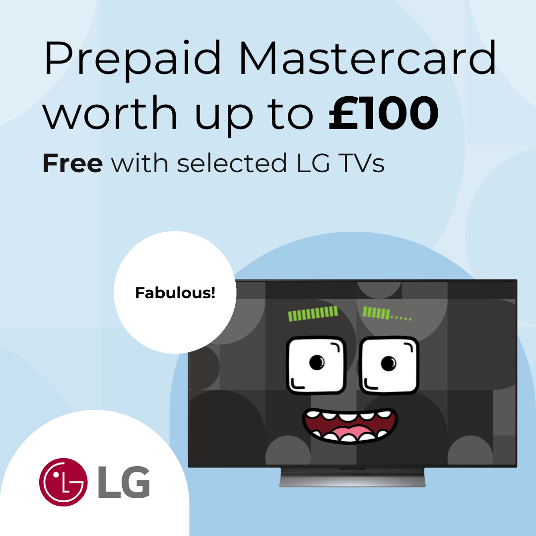 Up to £100 prepaid mastercard with selected LG TVs