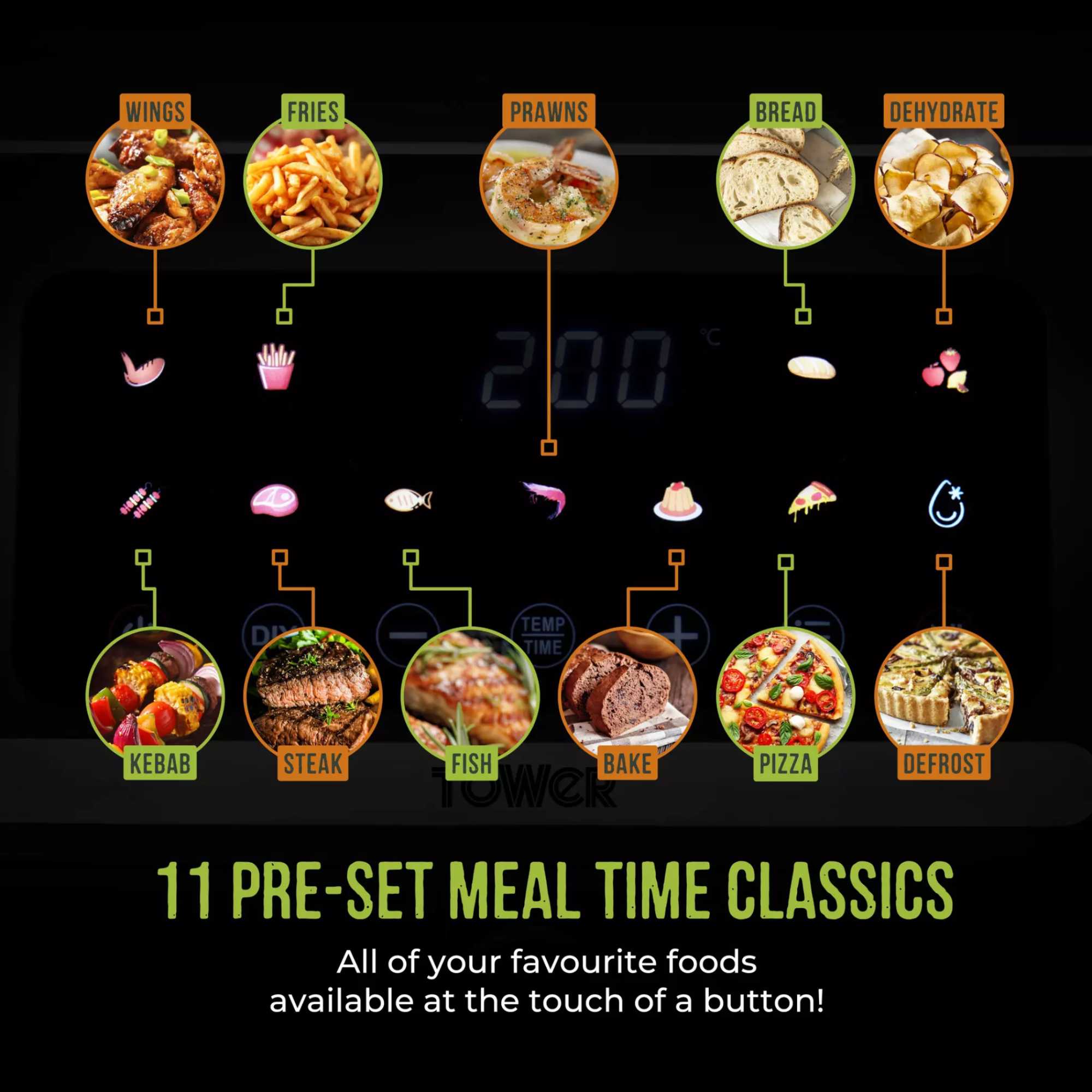 T17186 Vortex 5l Digital Air Fryer with Colour Display - Black