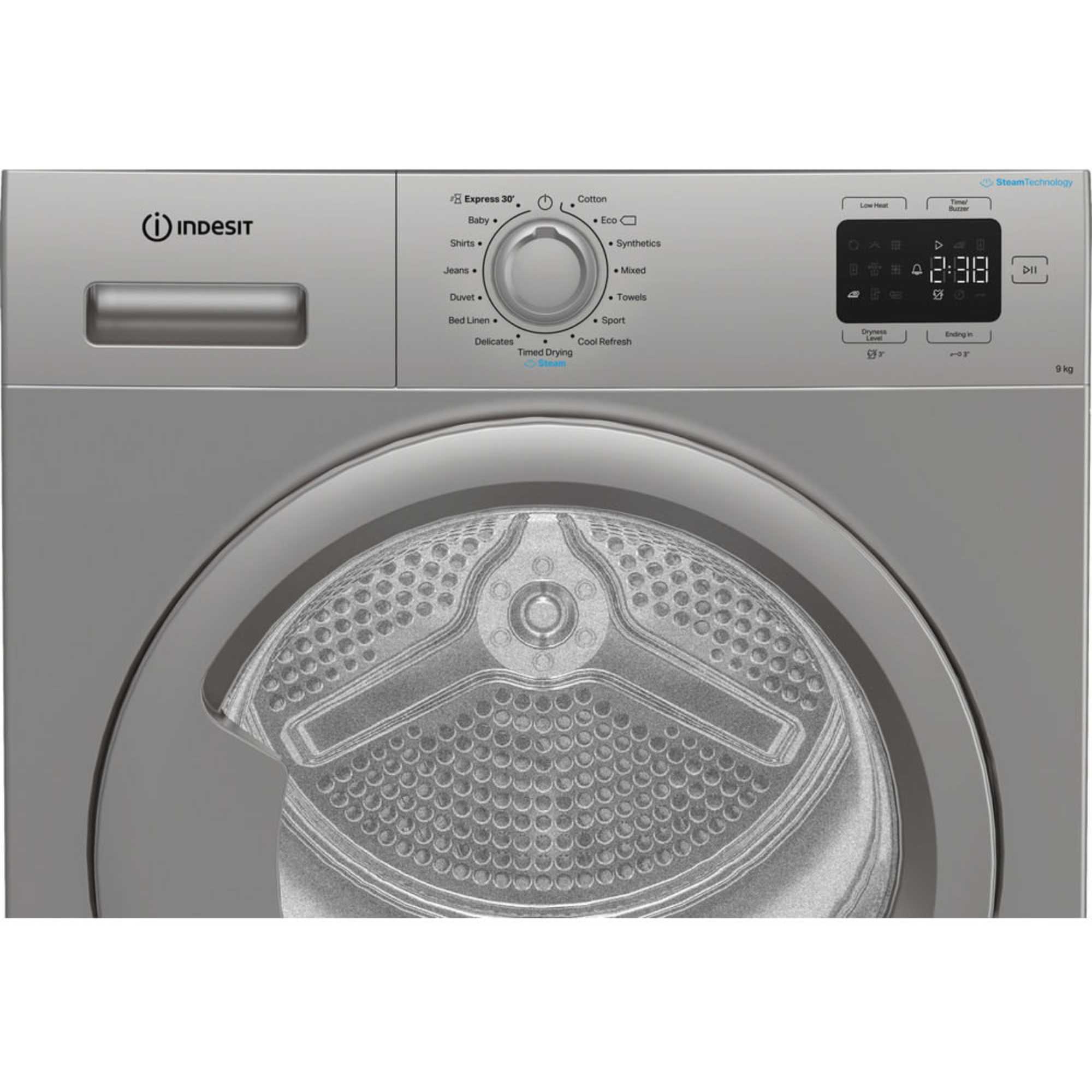 C YD 92D SS UK 9kg Heat Pump Tumble Dryer with Steam Technology - Silver