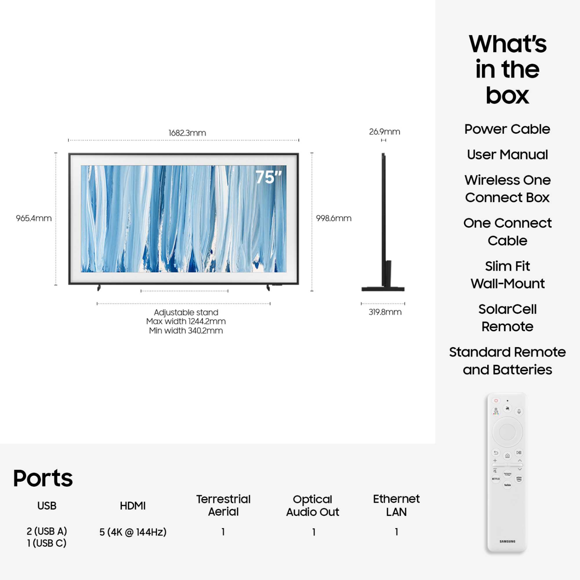 The Frame LS03HW 75" 4K Ultra HD HDR Smart TV - QE75LS03HW