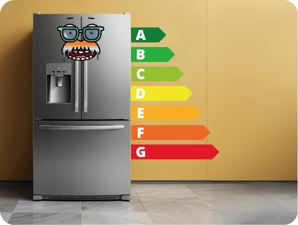 Illustration of a fridge freezer energy ratings.