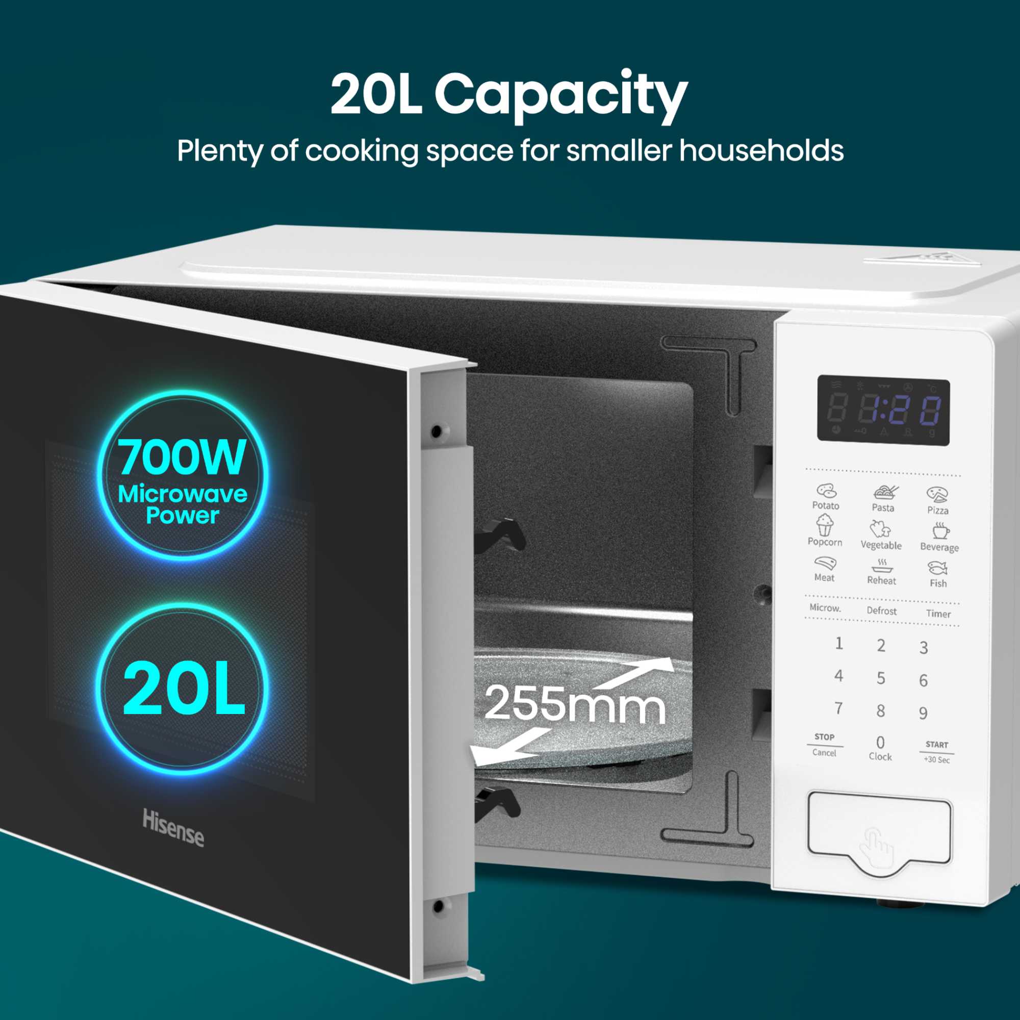 H20MOWS4UK 20L 700W Microwave - White