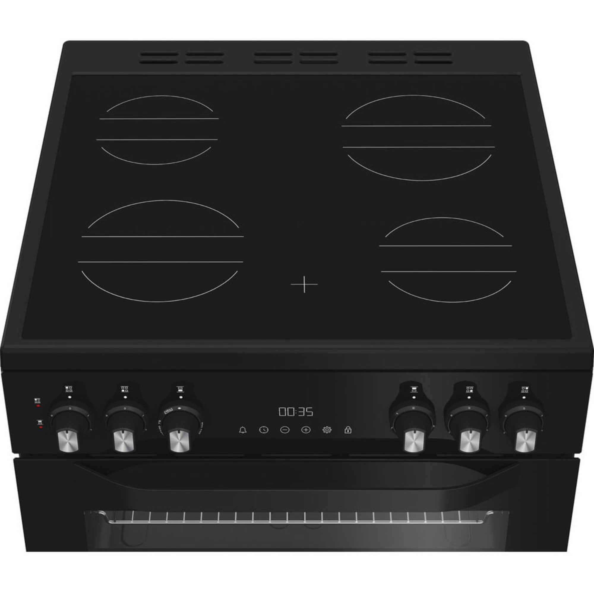 HTE6VDCB1 60cm Electric Twin Cooker with Multiflow - Black