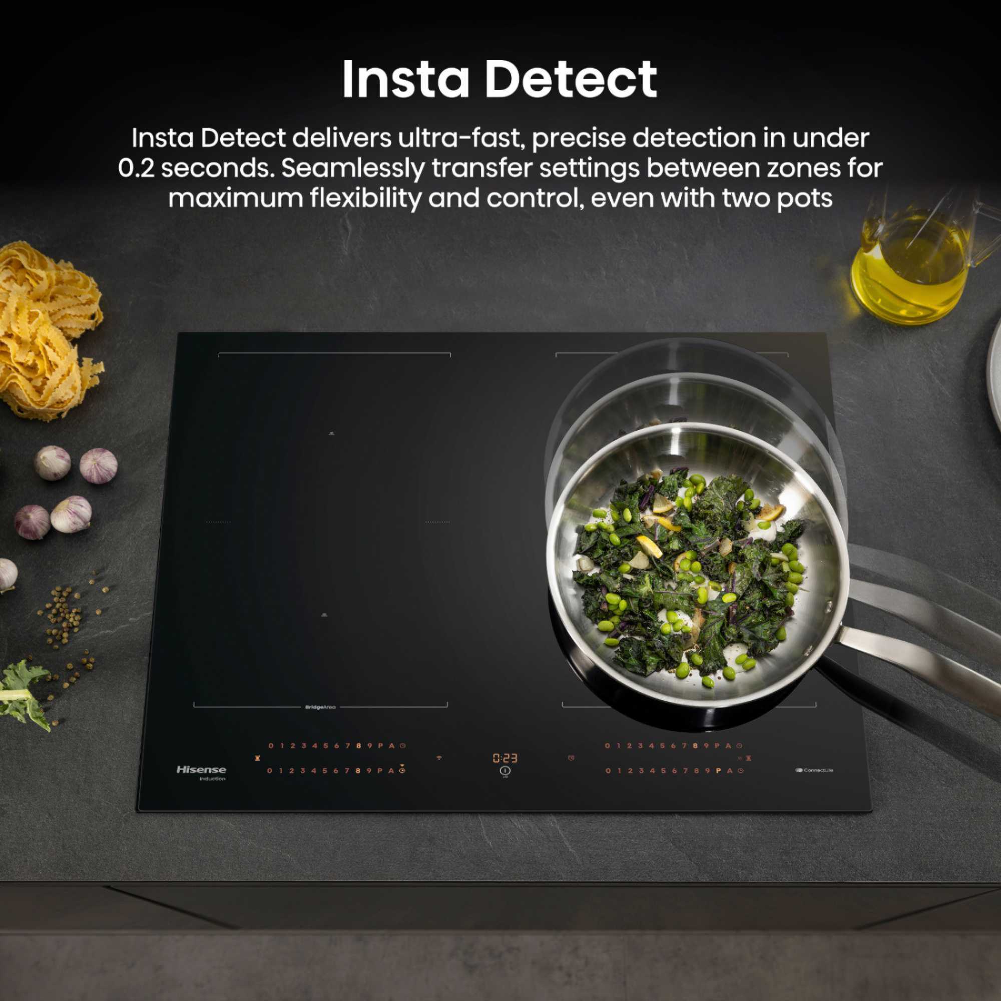 HI6443BSCWF Hi8 60cm 4 Zone Induction Hob - Black