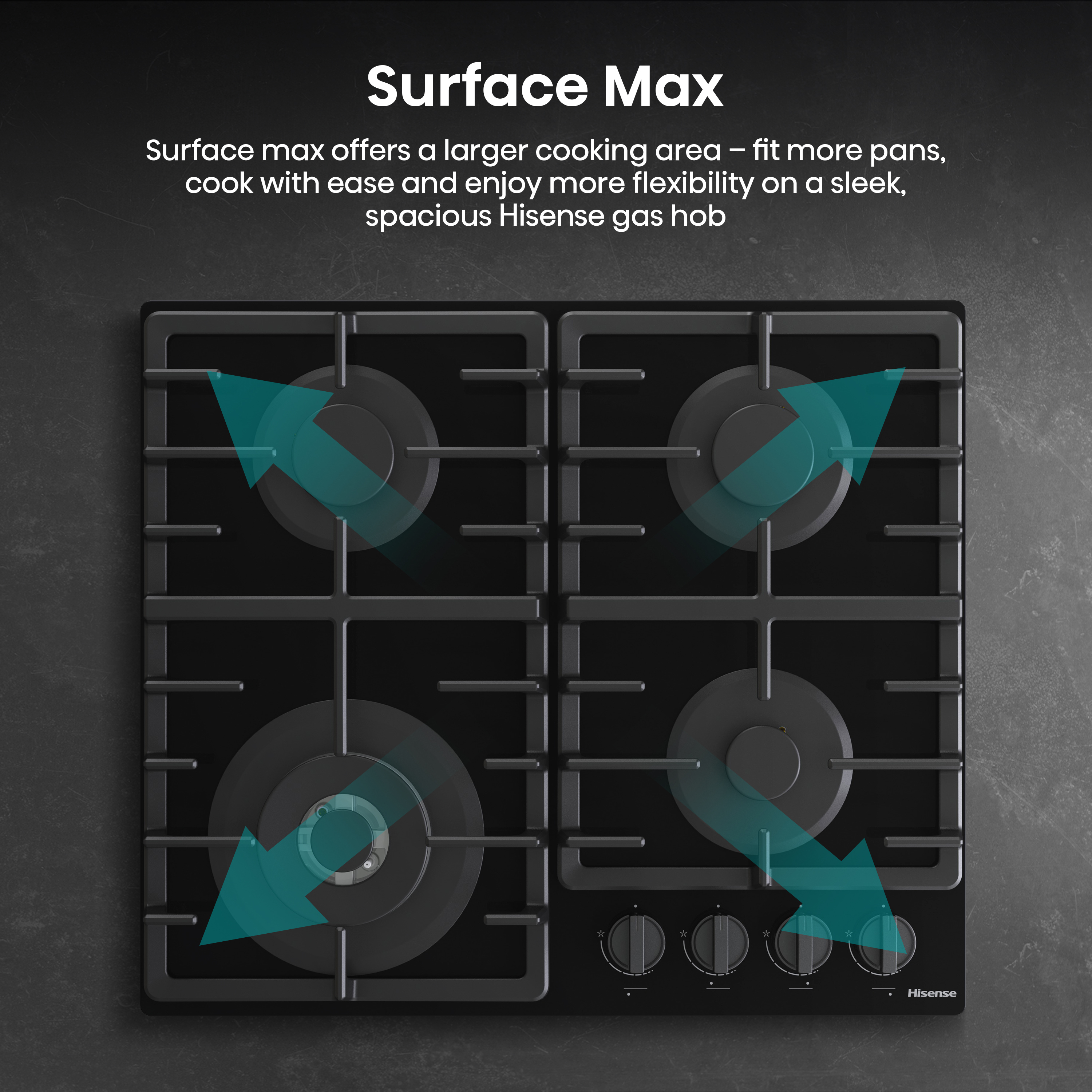 GG663BHF 60cm 4 Burner Gas Hob - Black
