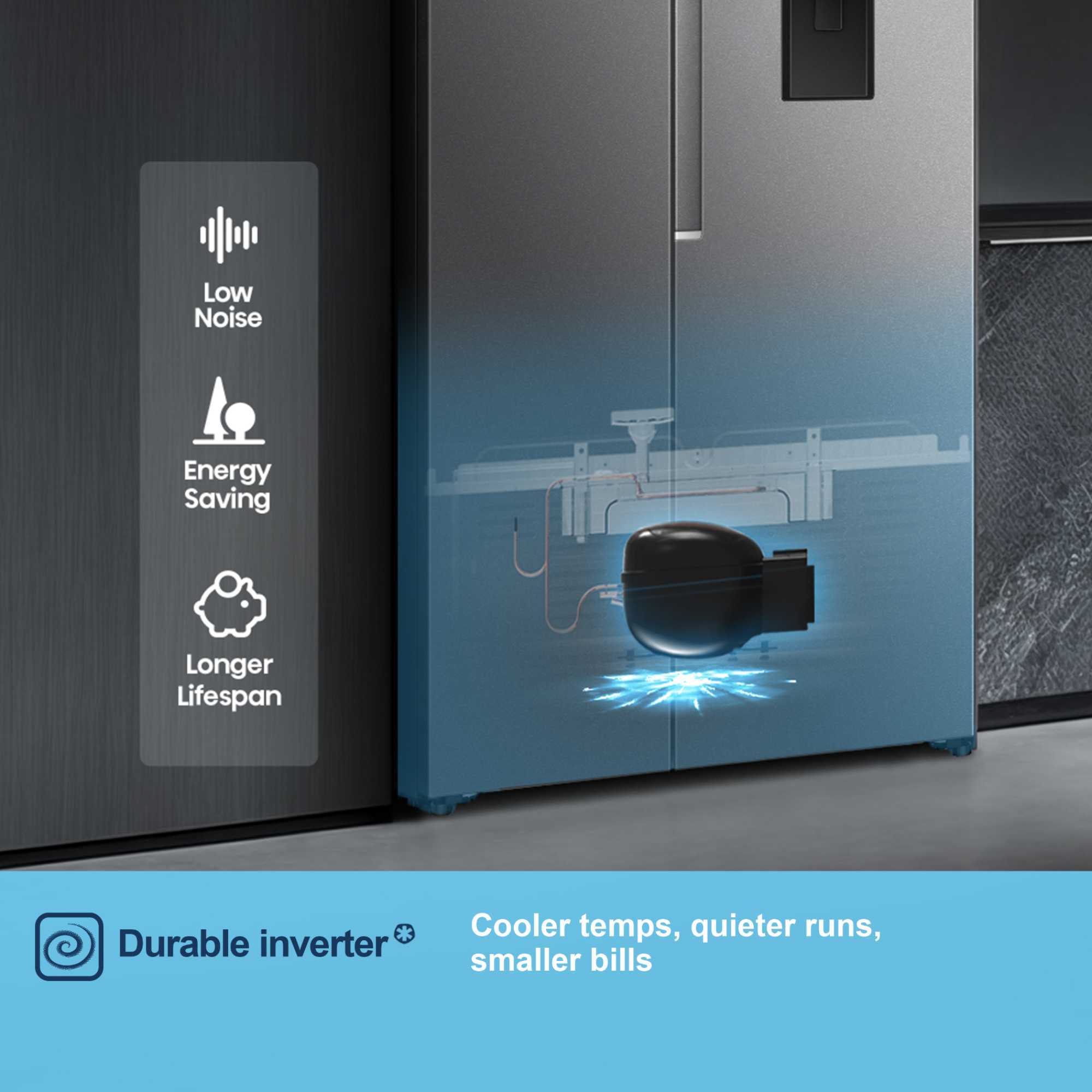 MS91558DES 541l Side By Side American Style Fridge Freezer - Silver