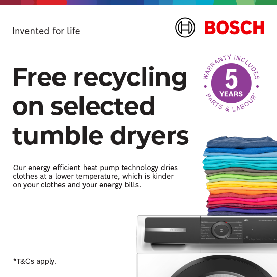 Free recycling on selected Bosch tumble dryers