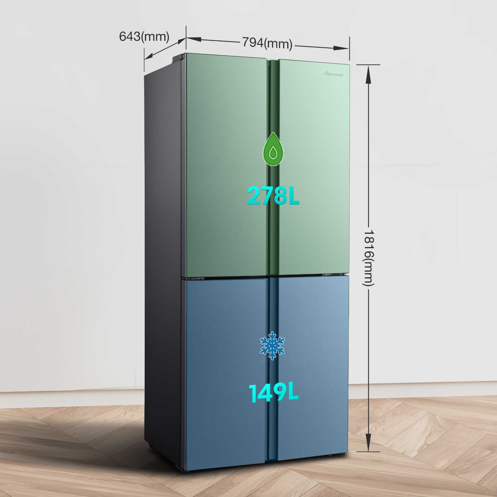 MQ79394ES 427l Total No Frost Multi Door American Style Fridge Freezer - Silver