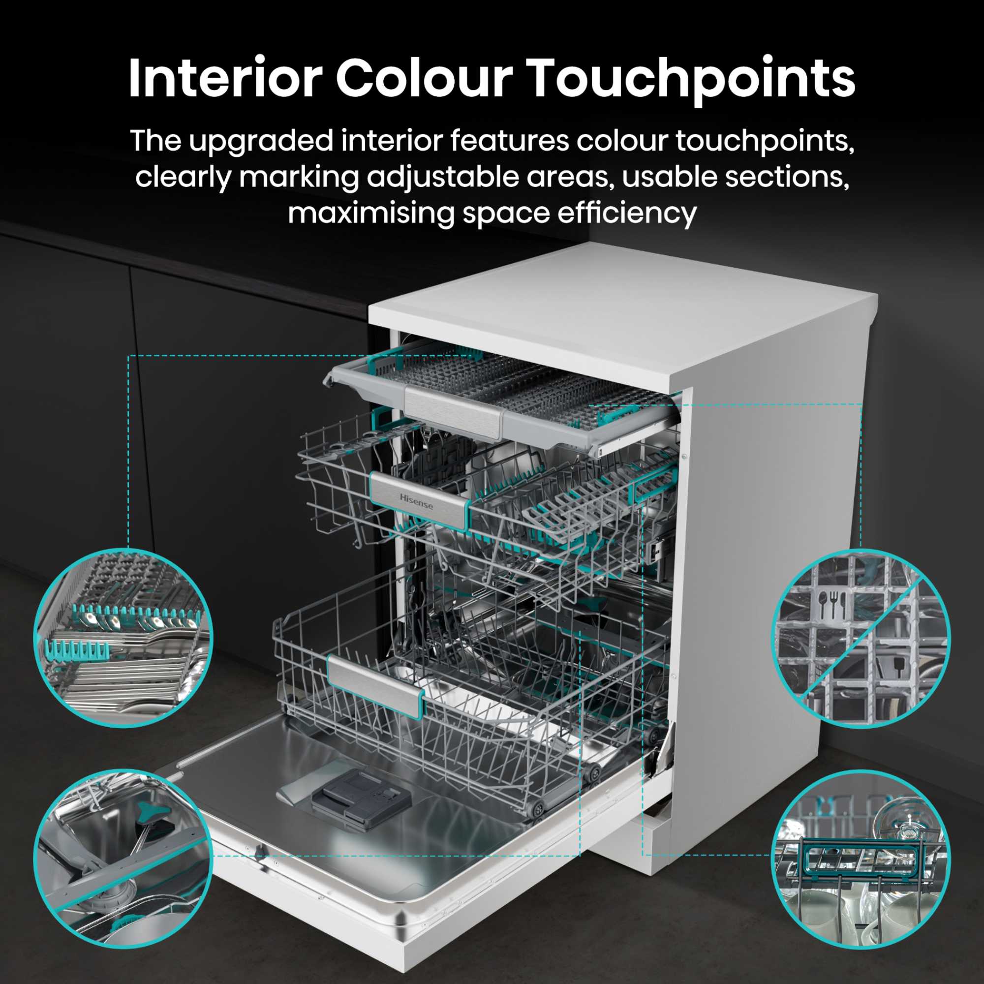 Hi6 Freestanding Full-Sized Dishwasher - HS673A90WUK