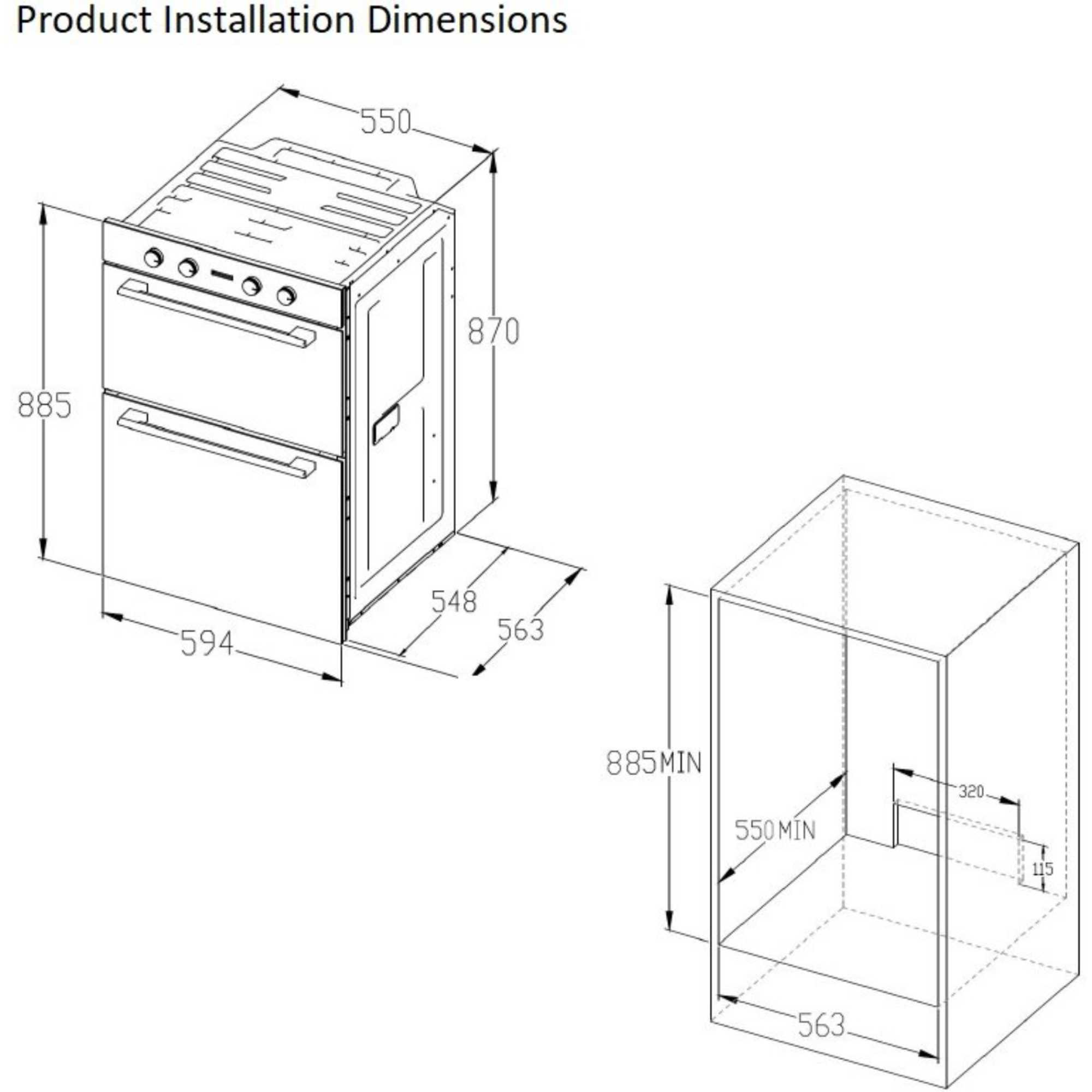 BI903MFCSTA 60cm Built-In Double Oven - Stainless Steel