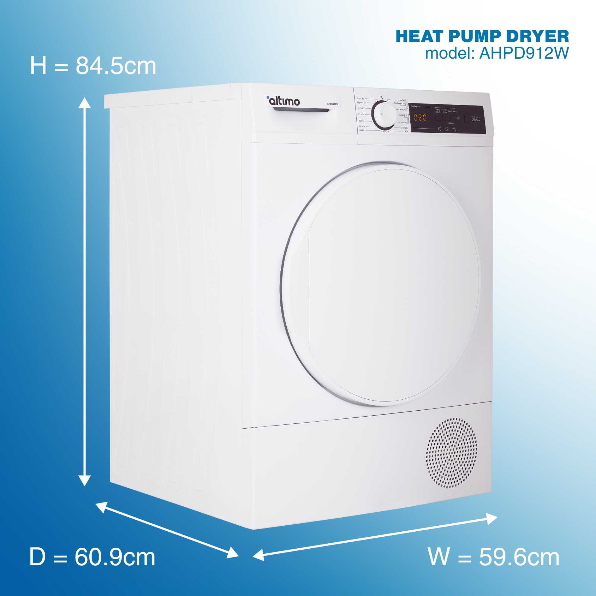 AHPD912W 9kg Heat Pump Tumble Dryer - White
