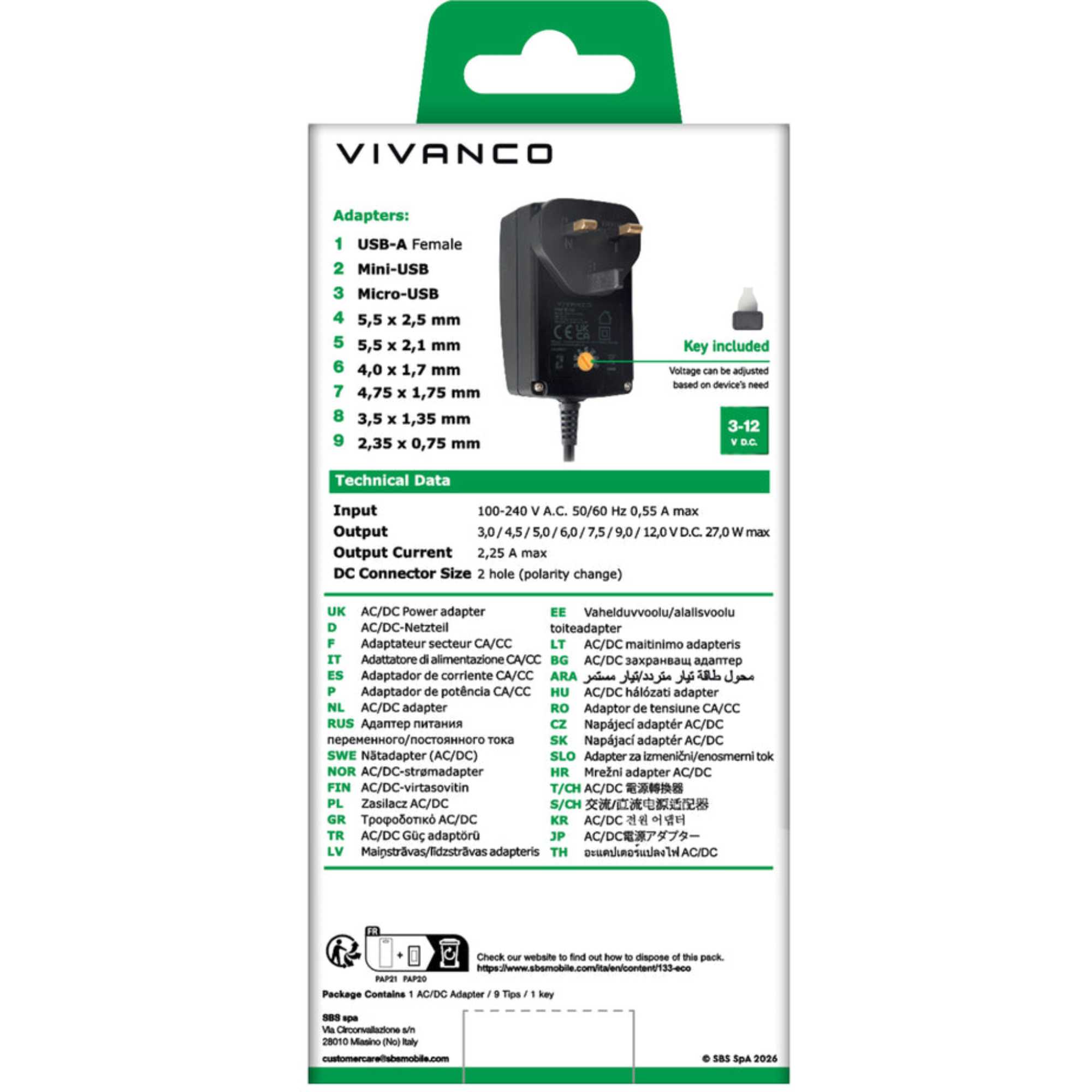 VVITADAPT27WUN2 9-in-1 Universal Power Supply - Black