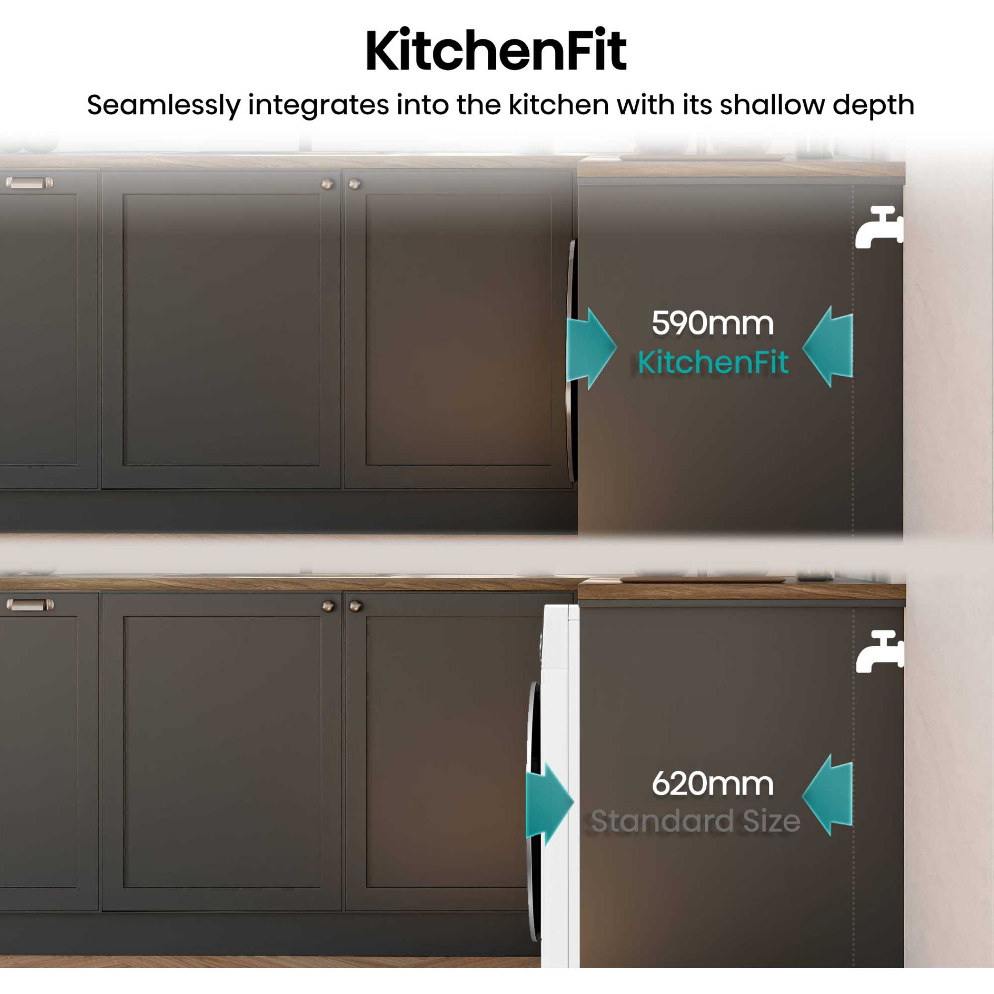 Hisense 5I Kitchenfit Series Dh5i904bwbc Wifi Connected 9Kg Heat Pump Tumble Dryer - White - A+++ Rated - Image 4