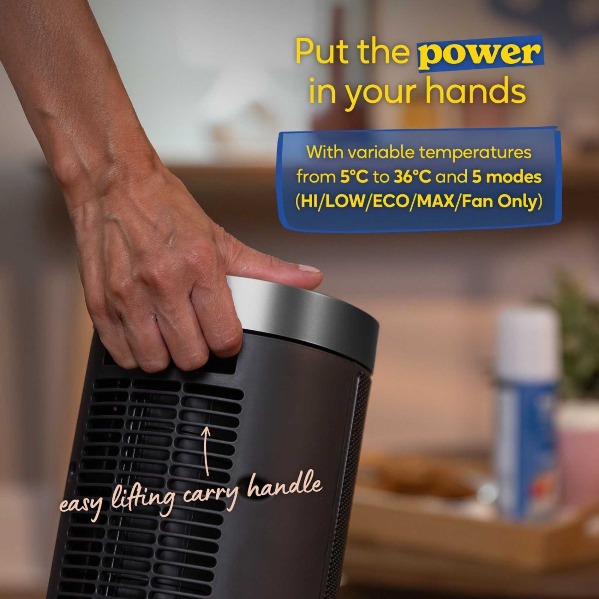 RHCTH2001S Portable Ceramic Fan Heater Black & Silver