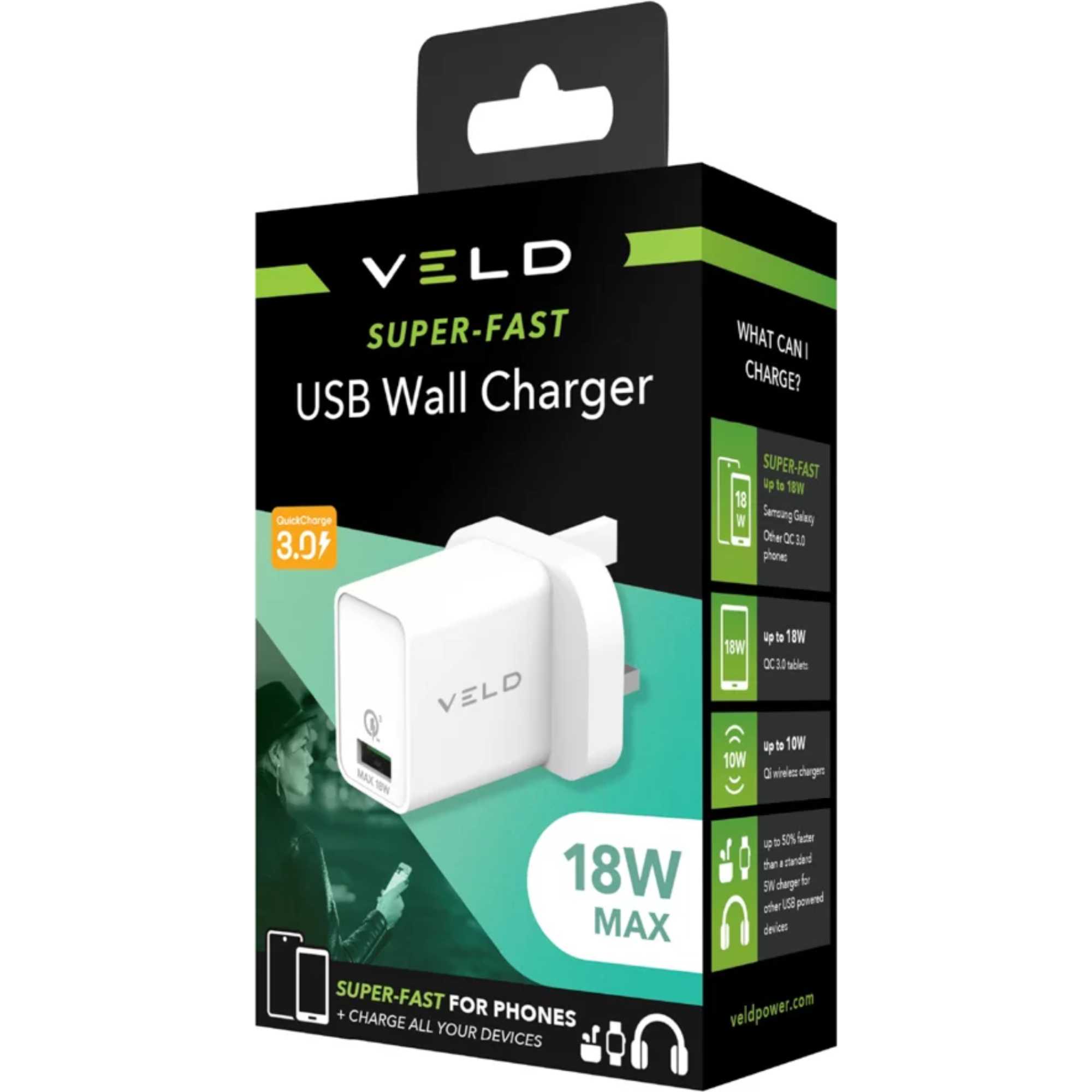 VH18AW Super-Fast 18W USB Wall Charger from Hughes