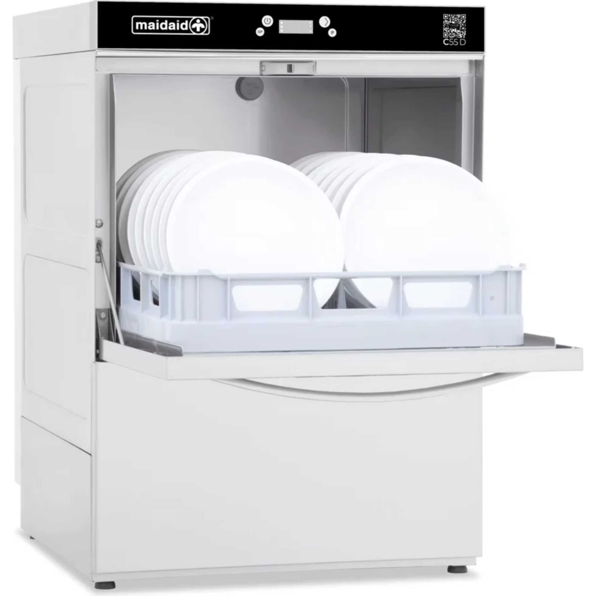 C55WSD Undercounter Glass/Dishwasher 500mm Basket Built-In Softener - White