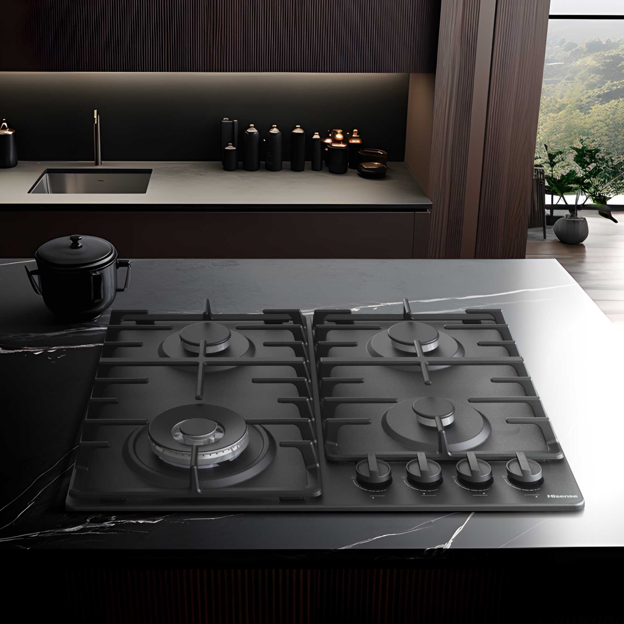GM663BHF Hi2 60cm 4 Zone Gas Hob - Black