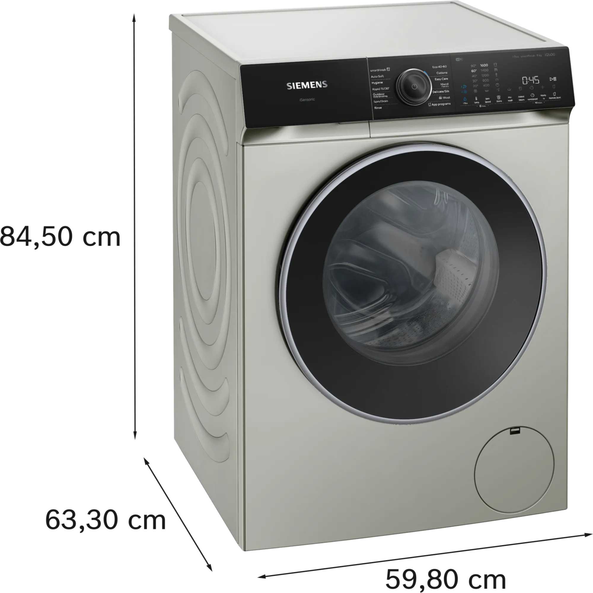 WG46H2AXGB iQ500 9kg Drum 1600rpm Smart Washing Machine - Silver Inox