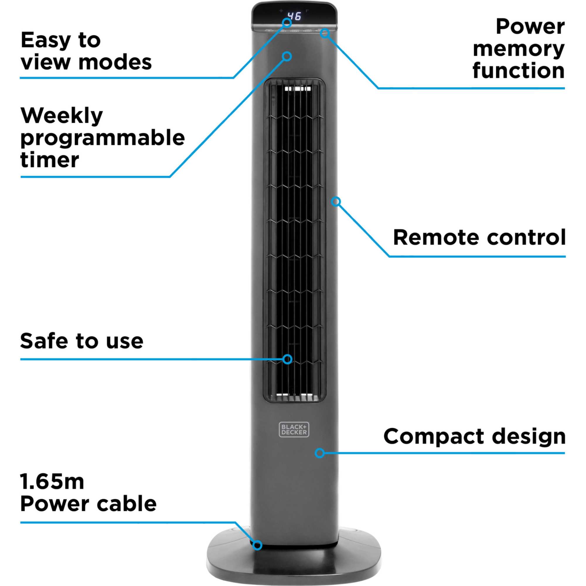BXFT50008GB Smart Tower Fan - Black