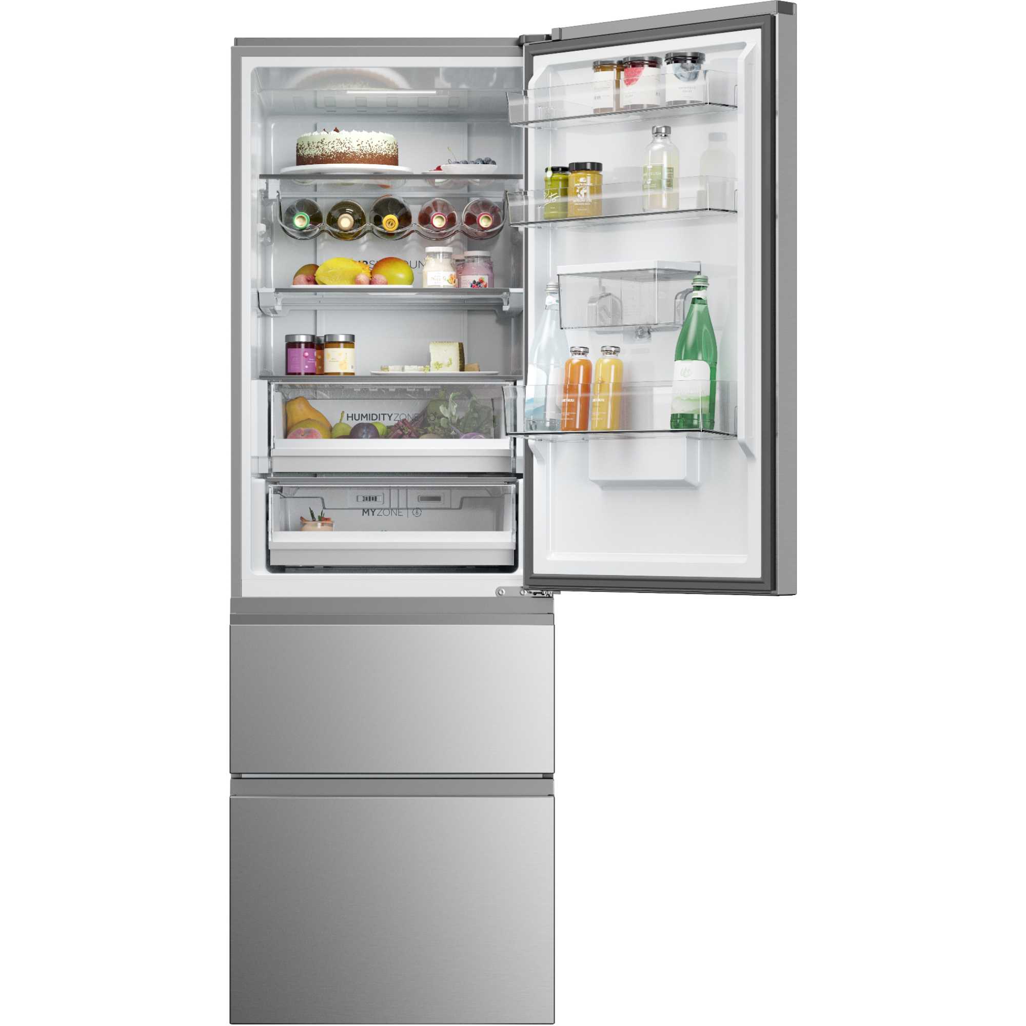 HTW5618DWMG 600mm Total No Frost Fridge Freezer - Stainless Steel