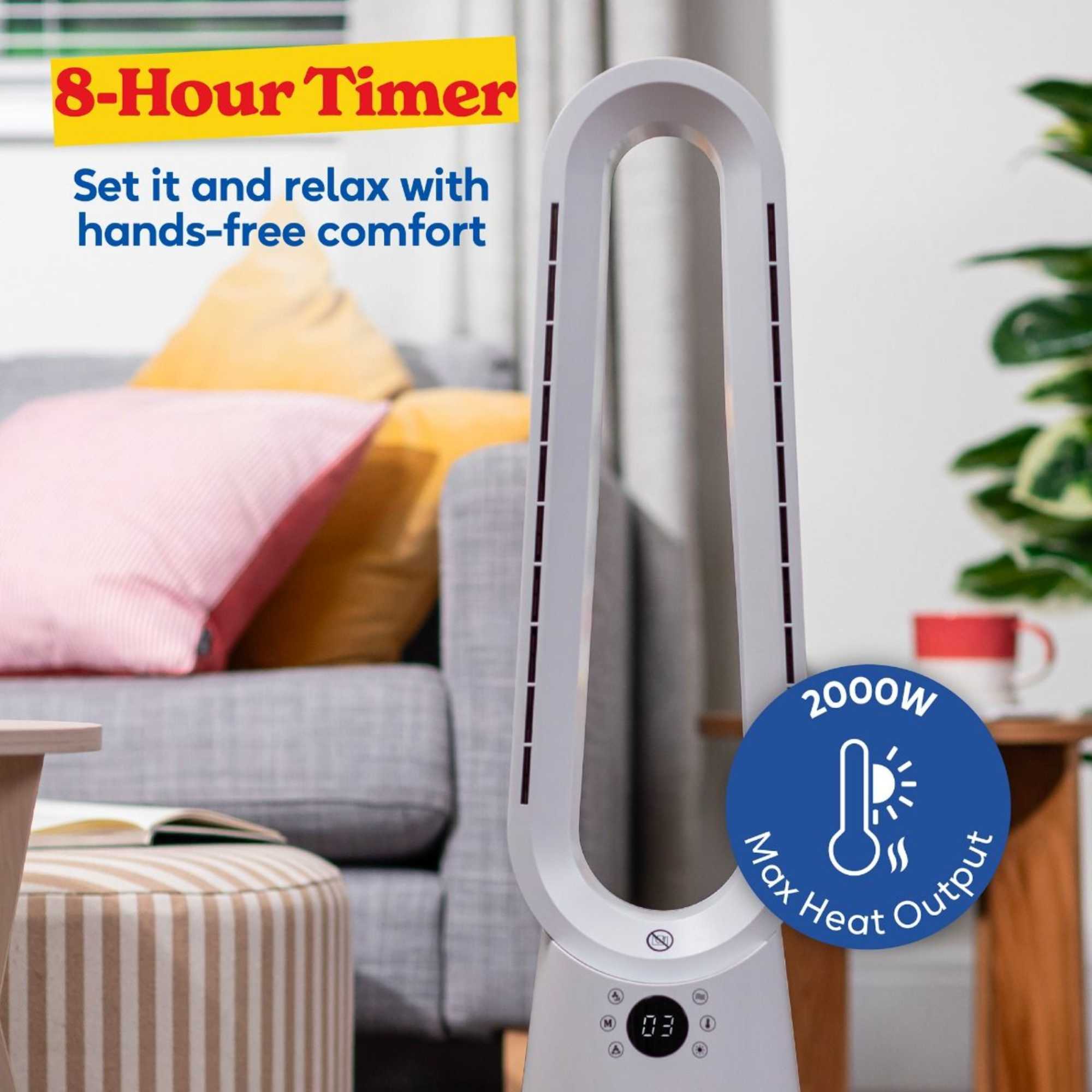 RHBHC2030W Bladeless 2KW Fan Heater With 30W Cooling Modes - White
