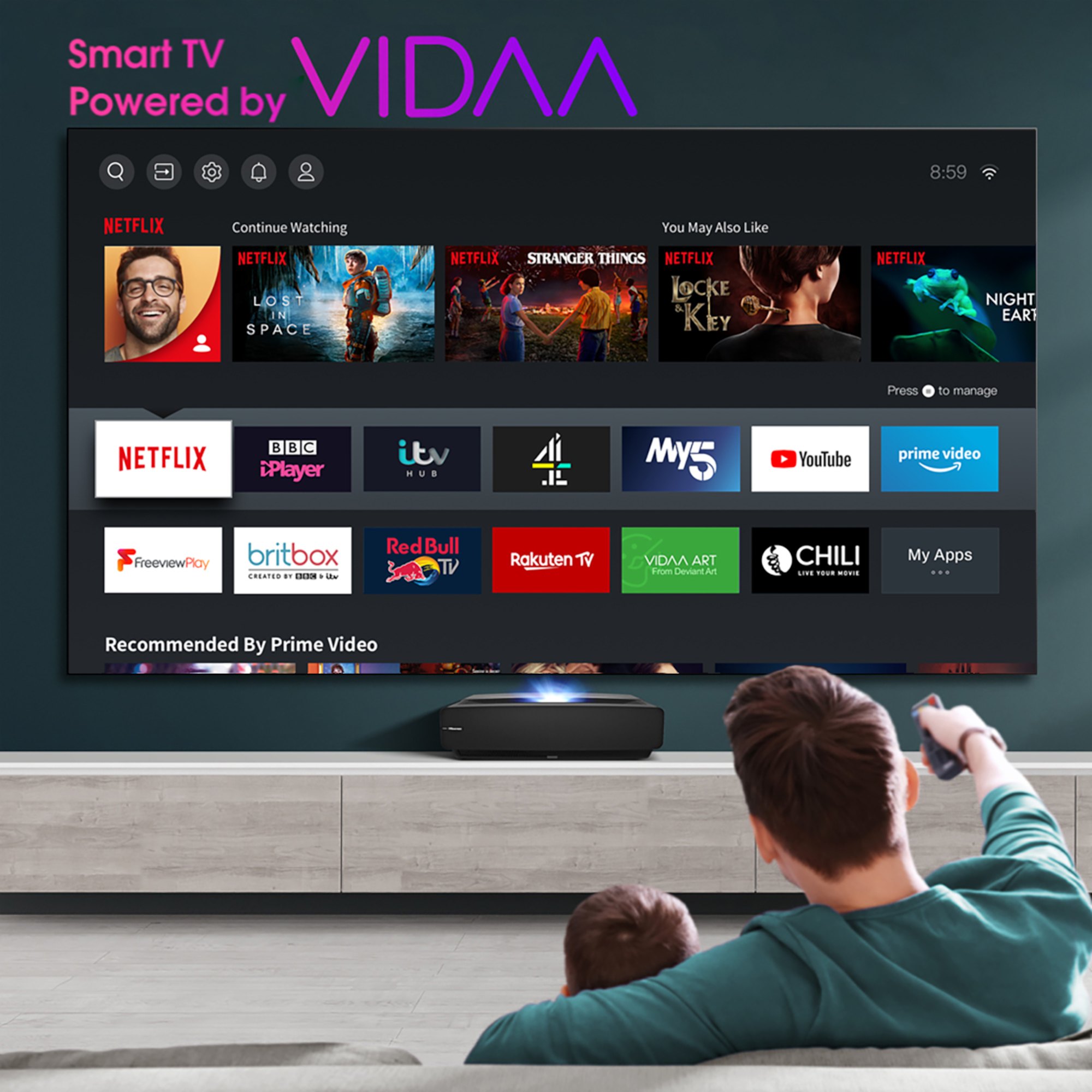 100L5FTUK-D12 100" Laser Projector - Black