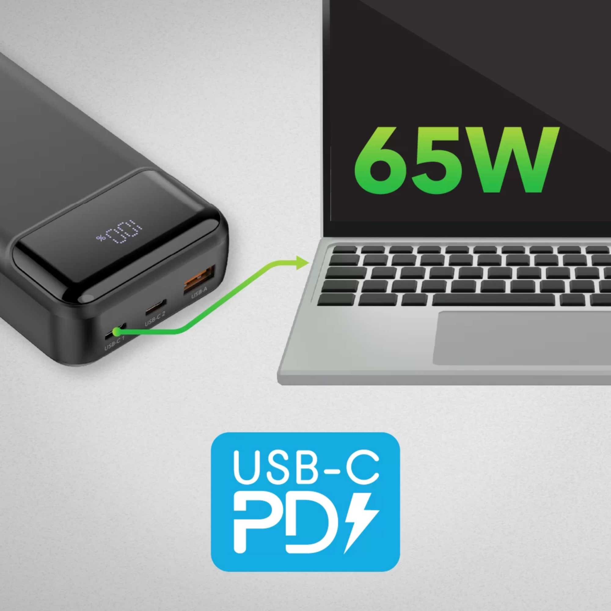 VPB2065B 20,000 mAh 65W Power Bank - Black