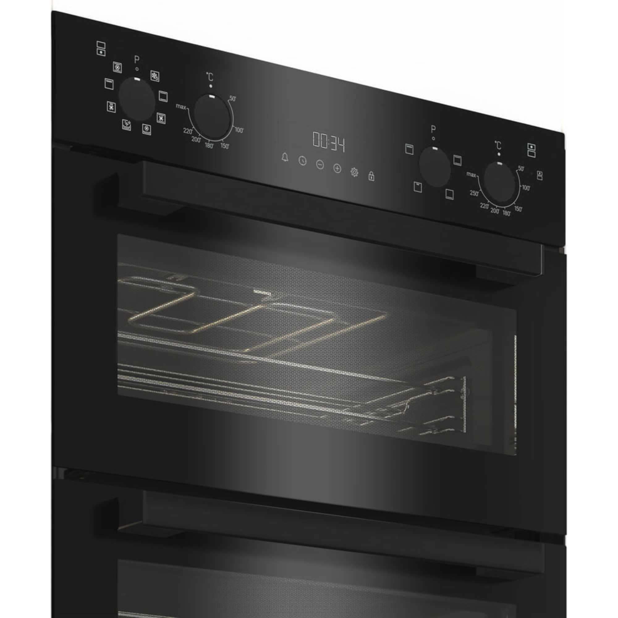 DIH 82G1A B 89cm Built-In Double Fan Oven - Black
