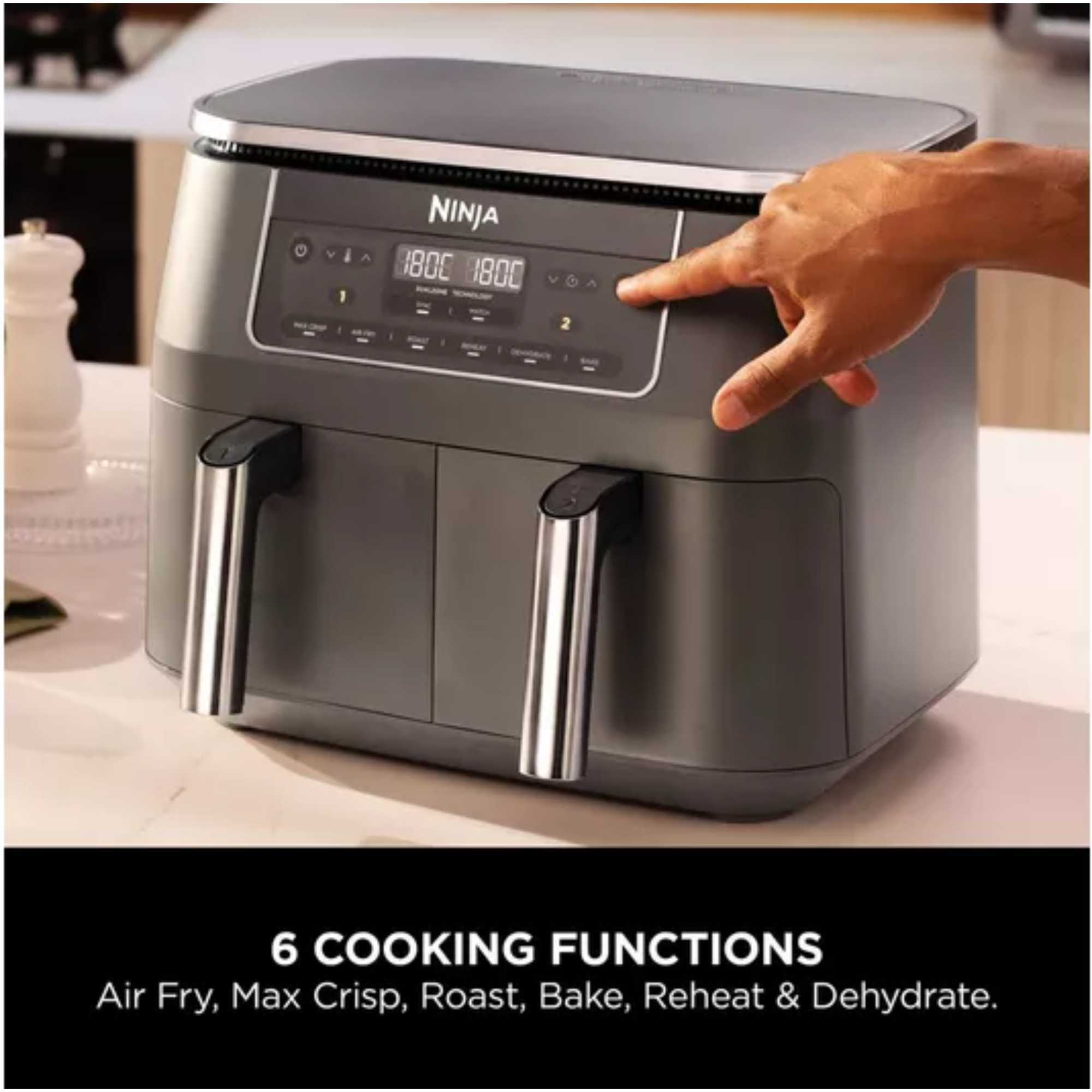 DZ300UK 6-in-1 Dual Zone 7.6L Air Fryer - Gun Metal Grey