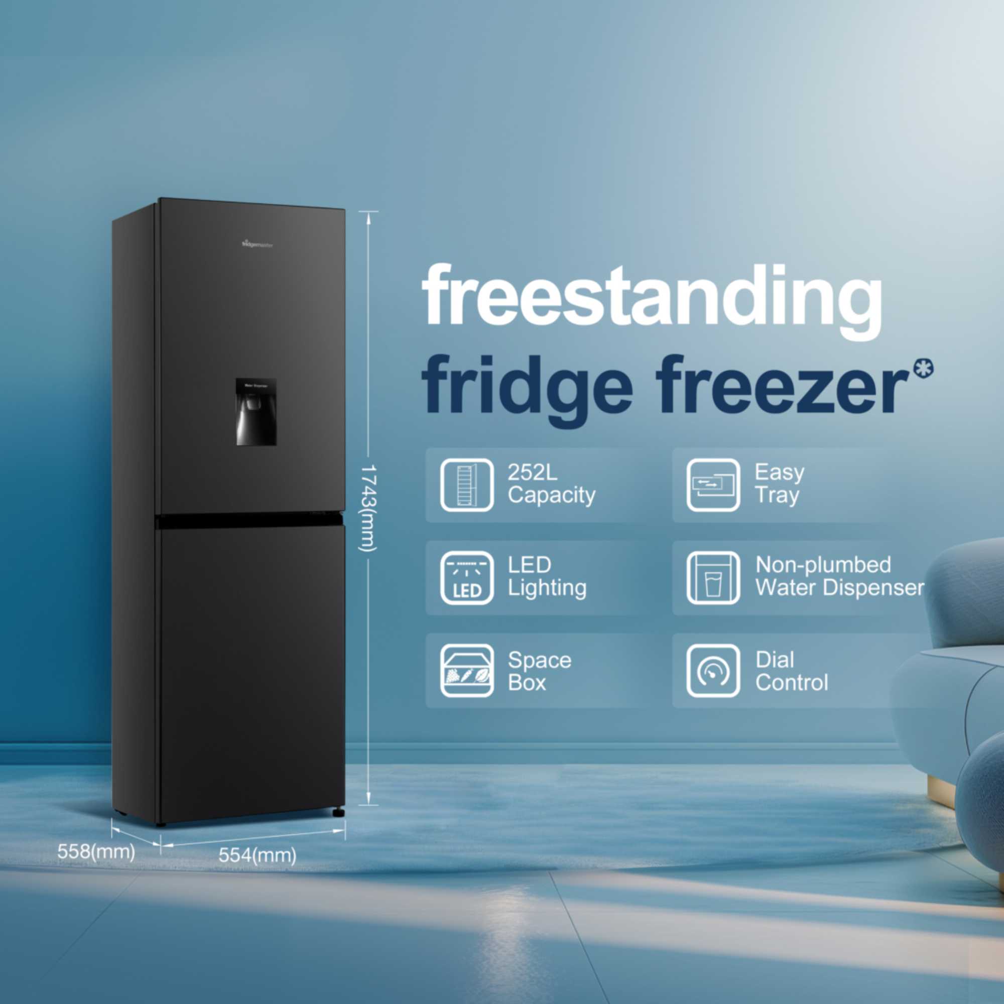 MC55240DEB 252l Fridge Freezer with Water Dispenser