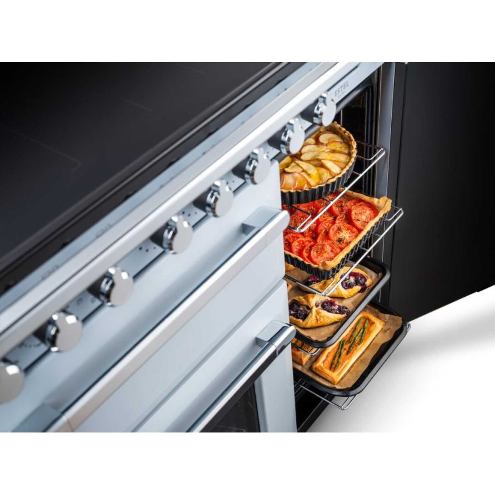 ESDL100EIPMSBCM1 Estel Deluxe 100 Induction Range Cooker - Misty Blue with Chrome Trim