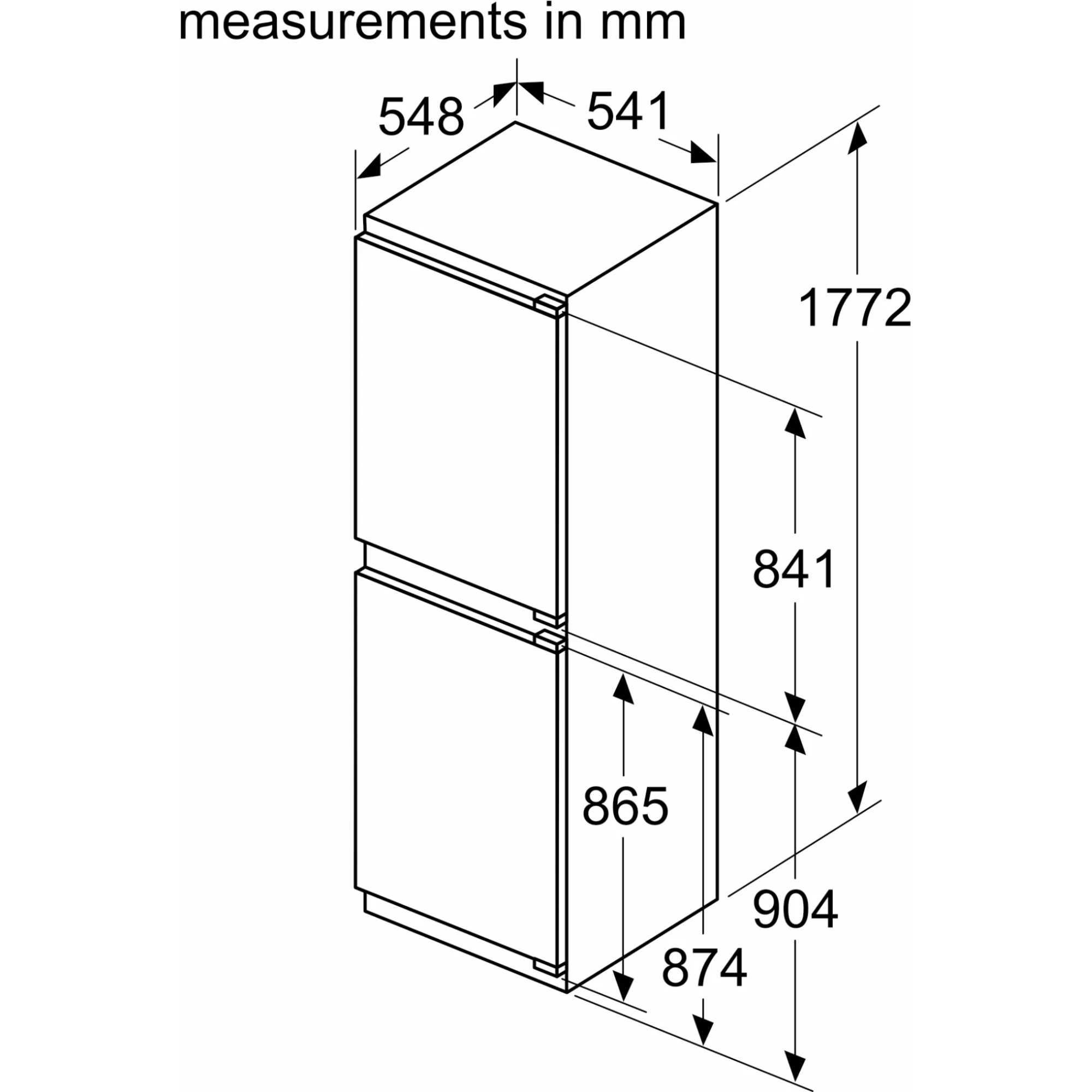 KIN85NFE0G Series 2 249l No Frost Integrated Fridge Freezer