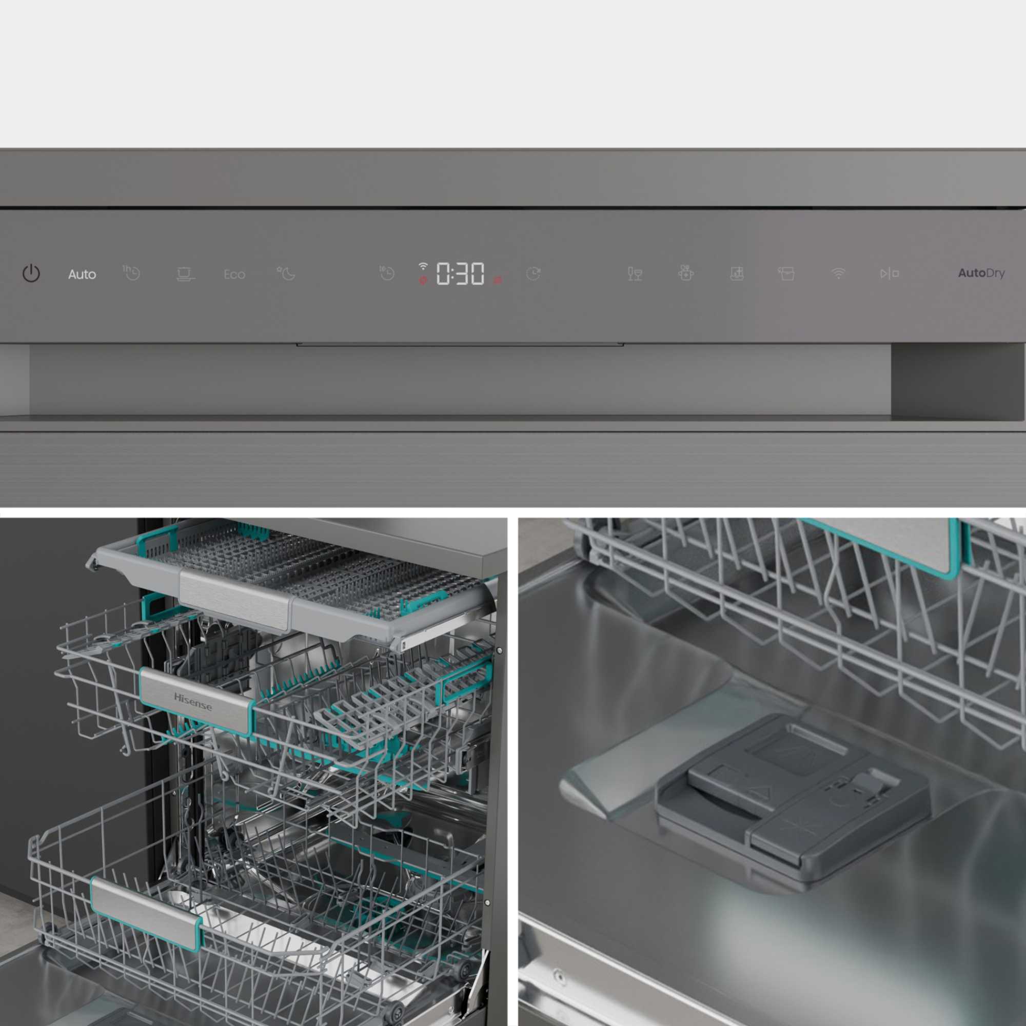 HS673A90XUK Freestanding Dishwasher 16 Place Settings with AutoDry - S/Steel