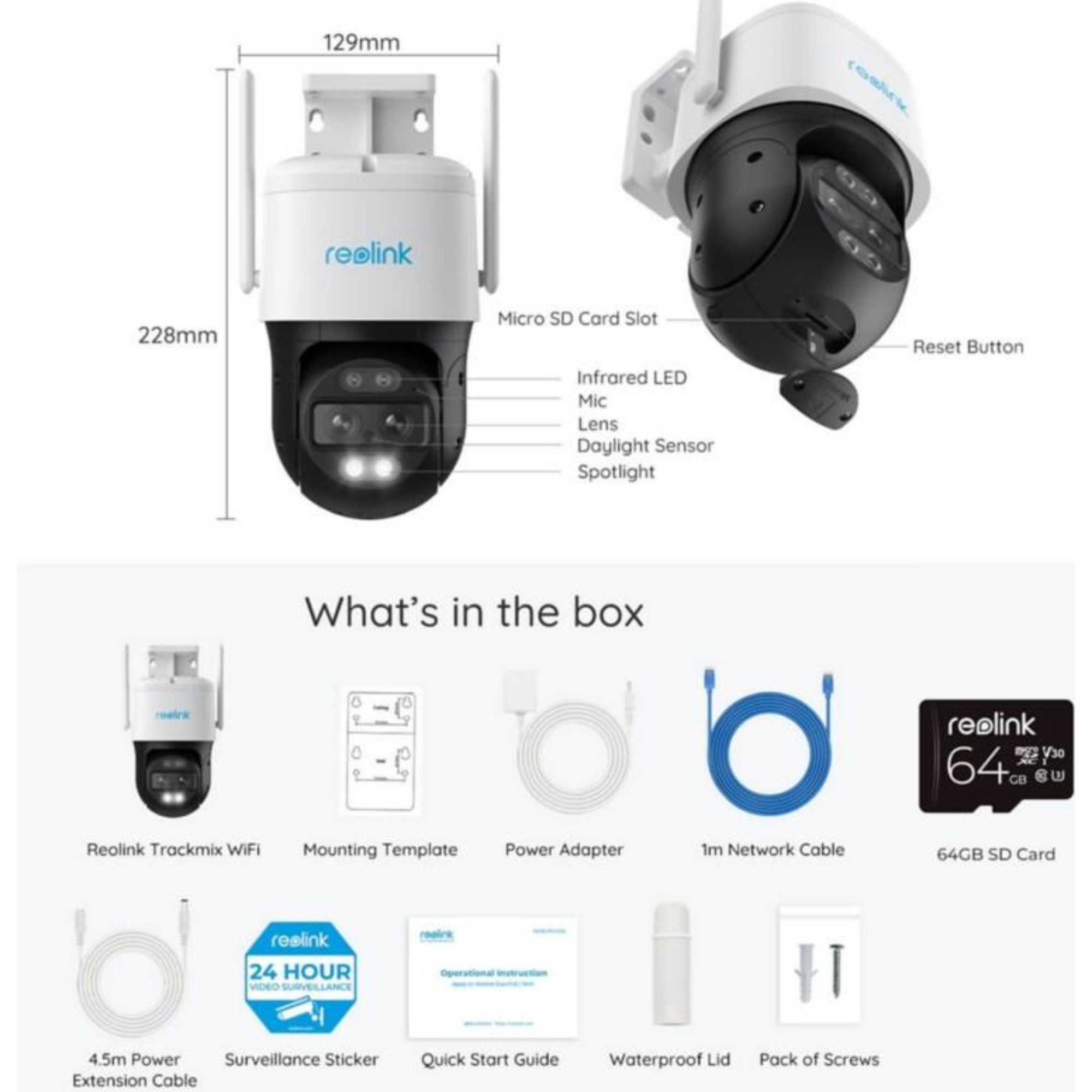 TMW4KSD64-UK 4K TrackMix Auto PTZ Mains WiFi AI + 64GB
