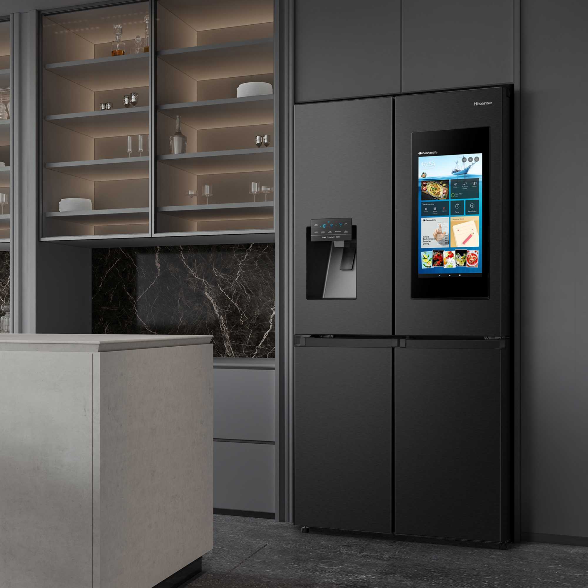 RQ760N4IFE Cross Door American Style Smart Display Fridge Freezer - Black