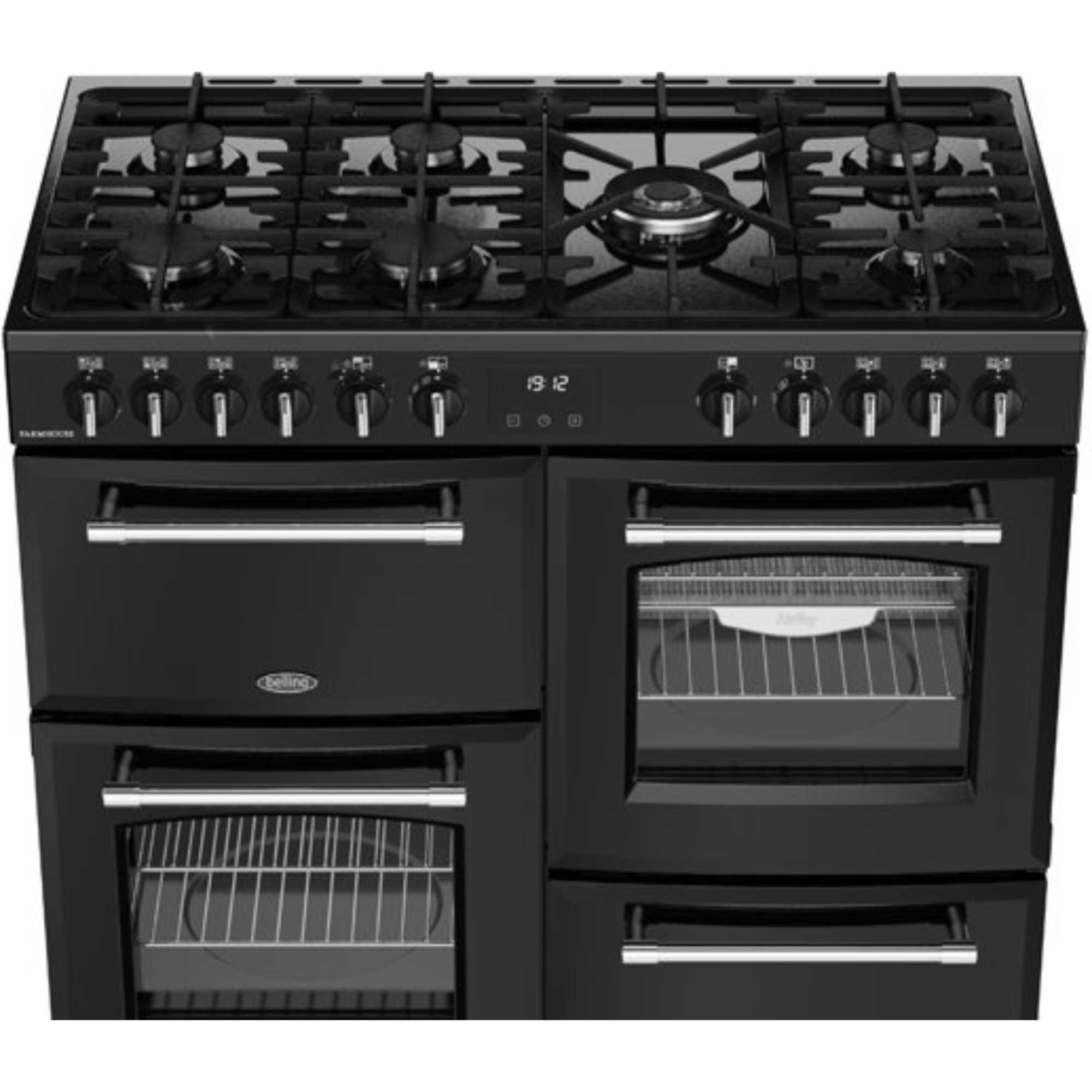 444411829 Farmhouse 100DF Dual Fuel Range Cooker - Black