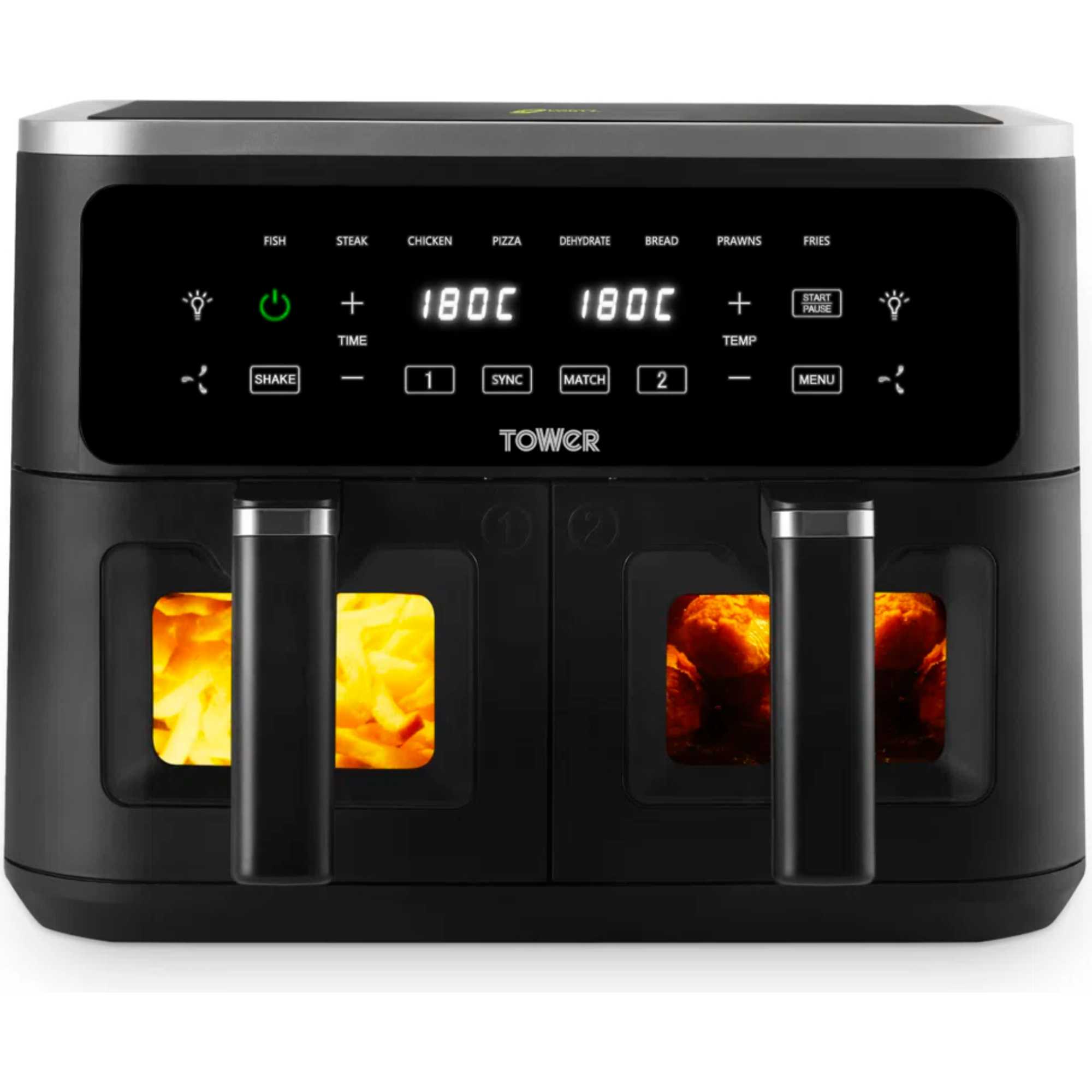 T17177 Vortx Vizion 9L Dual Basket 9 Functions Air Fryer - Black