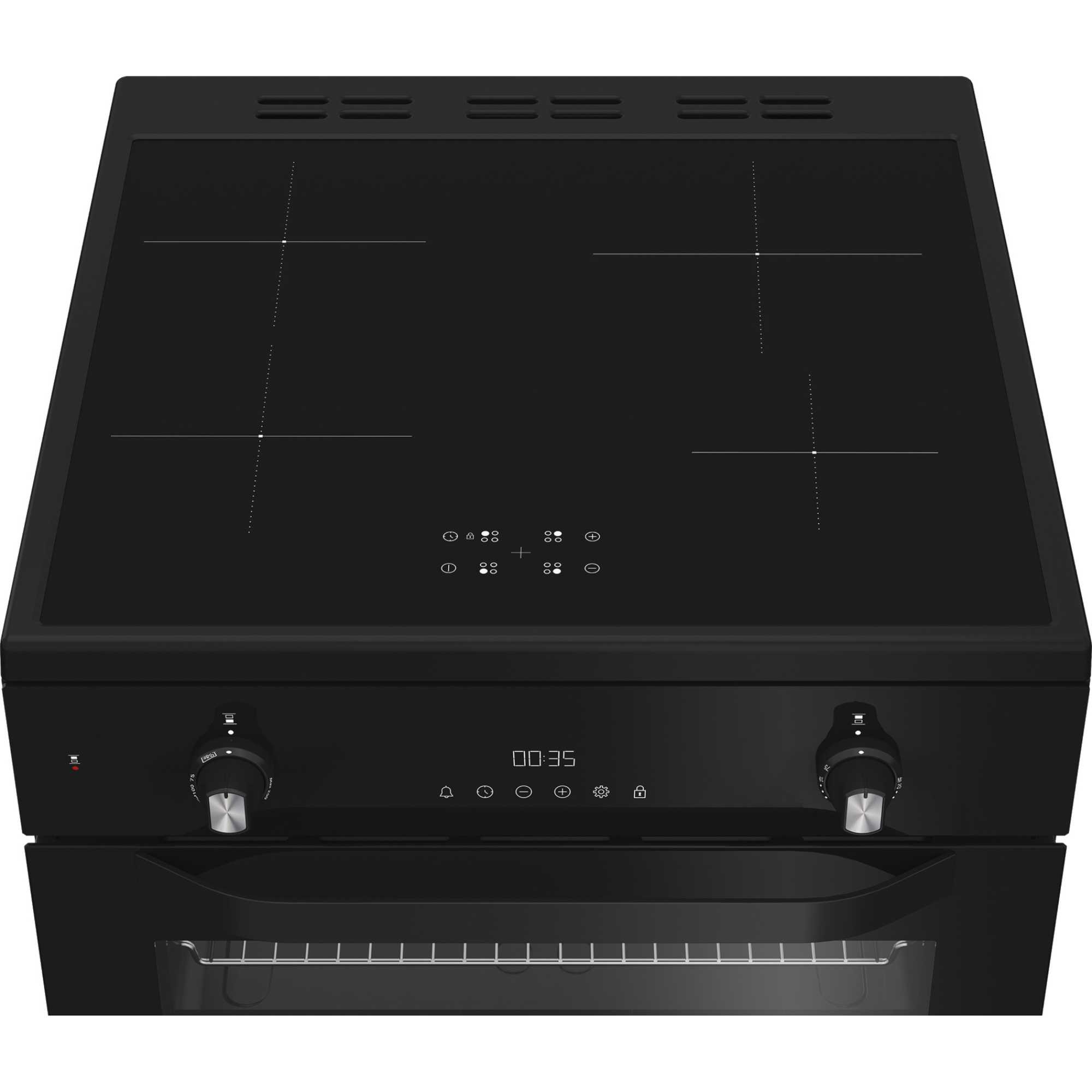 HDE6IDC2B1 Double Oven Electric Cooker with 4 Zone Induction Hob - Black