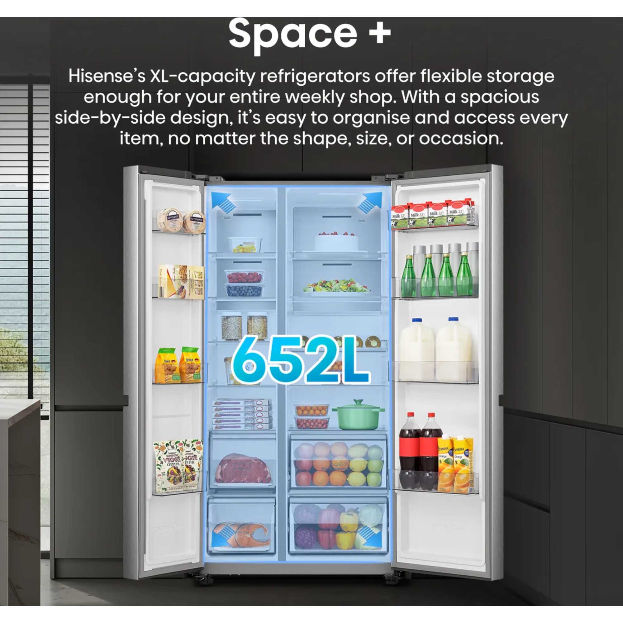 PureFlat RS5P668SSCC American Fridge Freezer No Frost - Silver