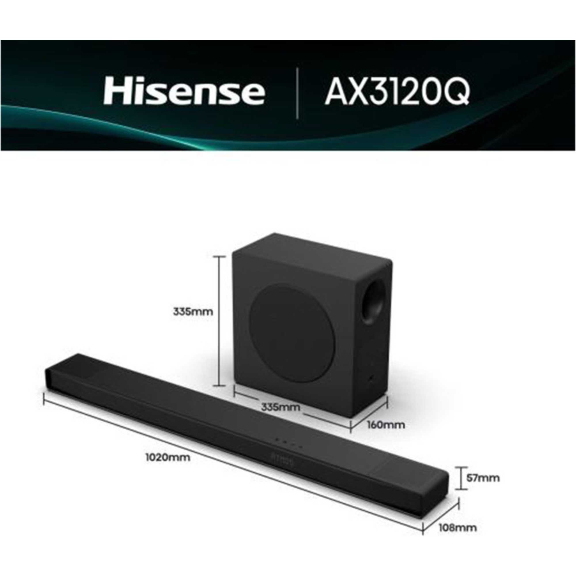 AX3120Q AX Series 3.1.2 Channel Soundbar with Wireless Subwoofer