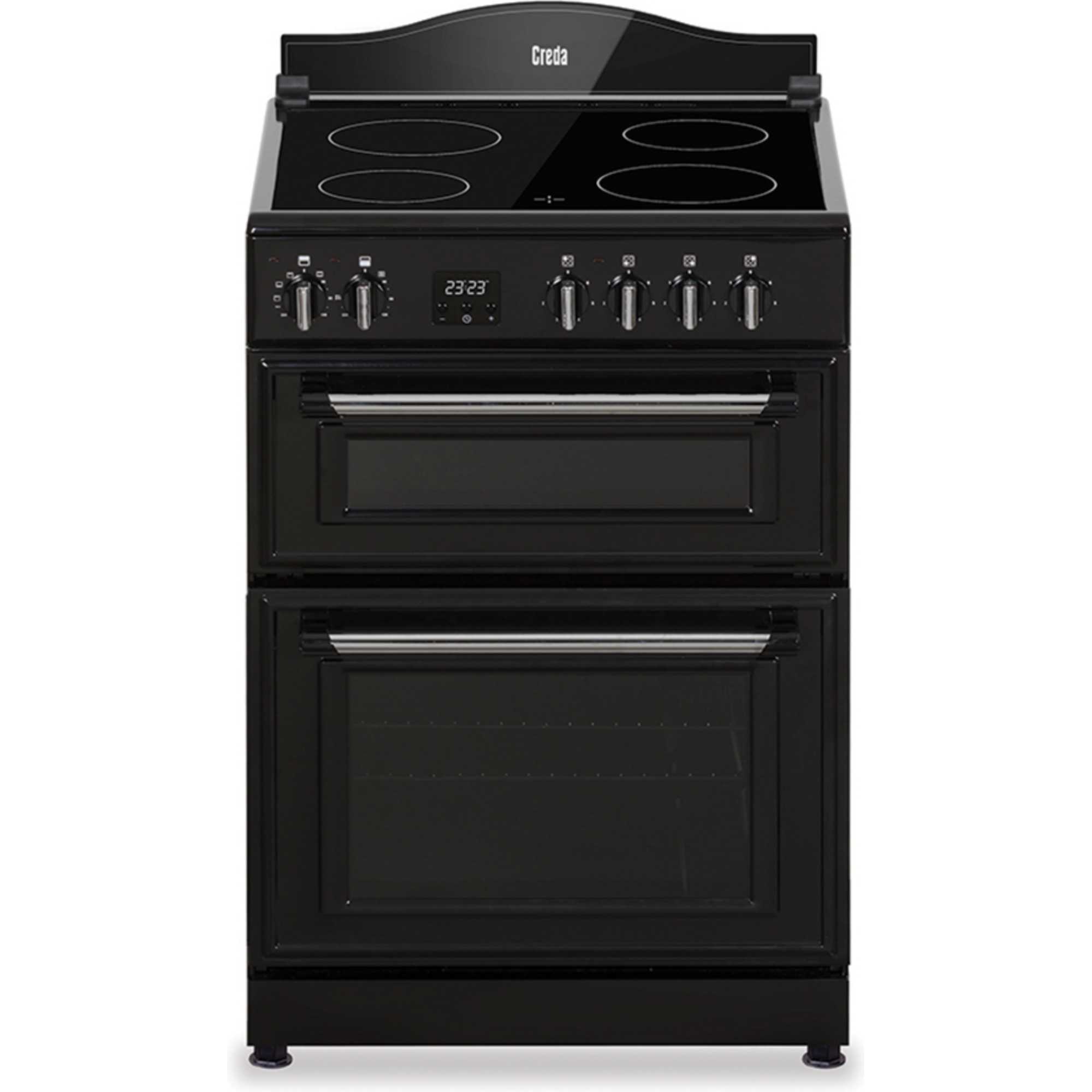 C60CMRBL 600mm Double Oven with Ceramic Hobs - Black