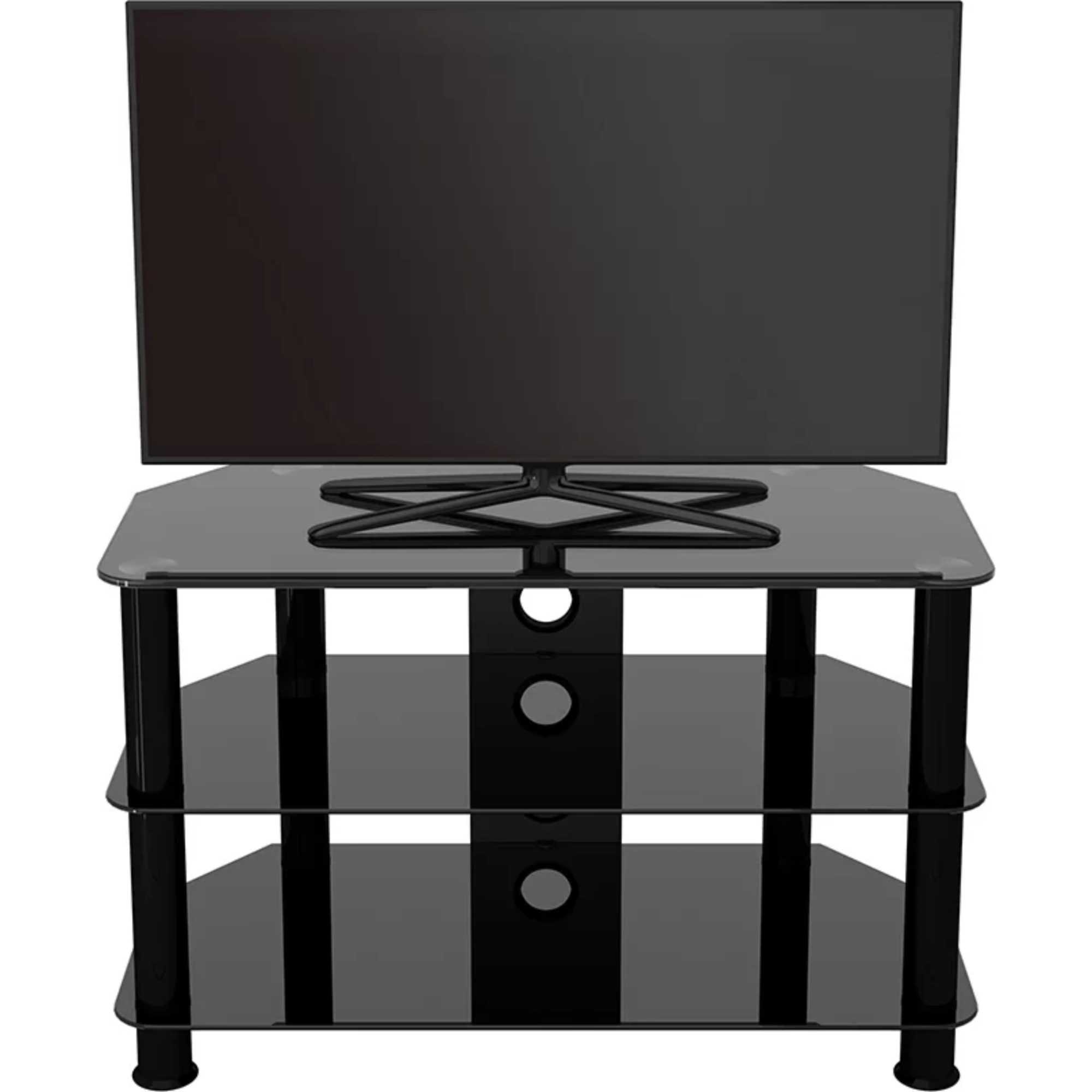 SDC800CMBB 80cm Glass Corner TV Stand - Black