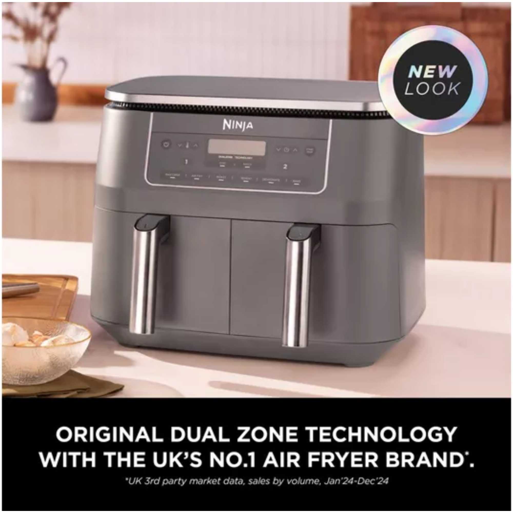 DZ300UK 6-in-1 Dual Zone 7.6L Air Fryer - Gun Metal Grey