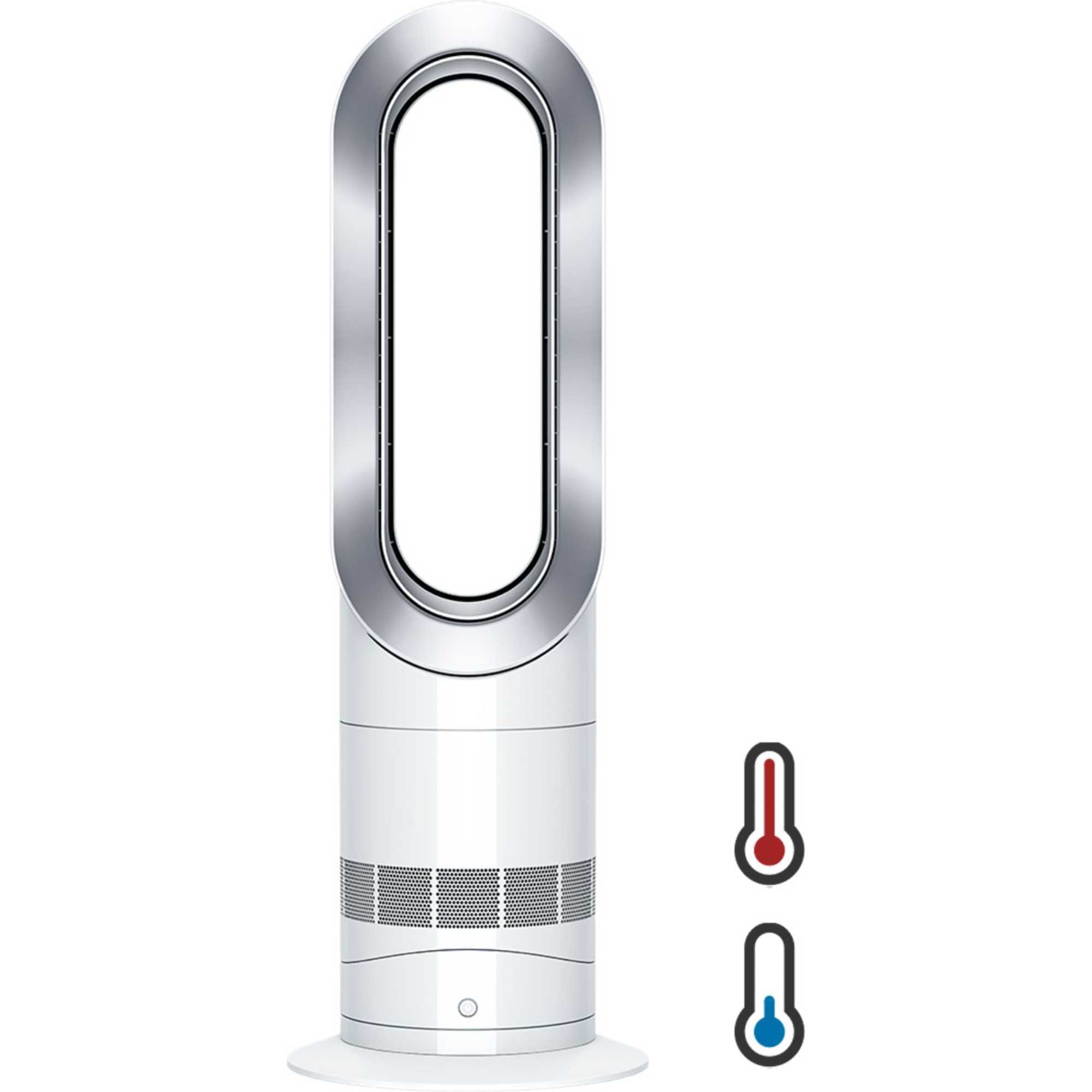 AM09 Hot + Cool Fan Heater, White/Nickel